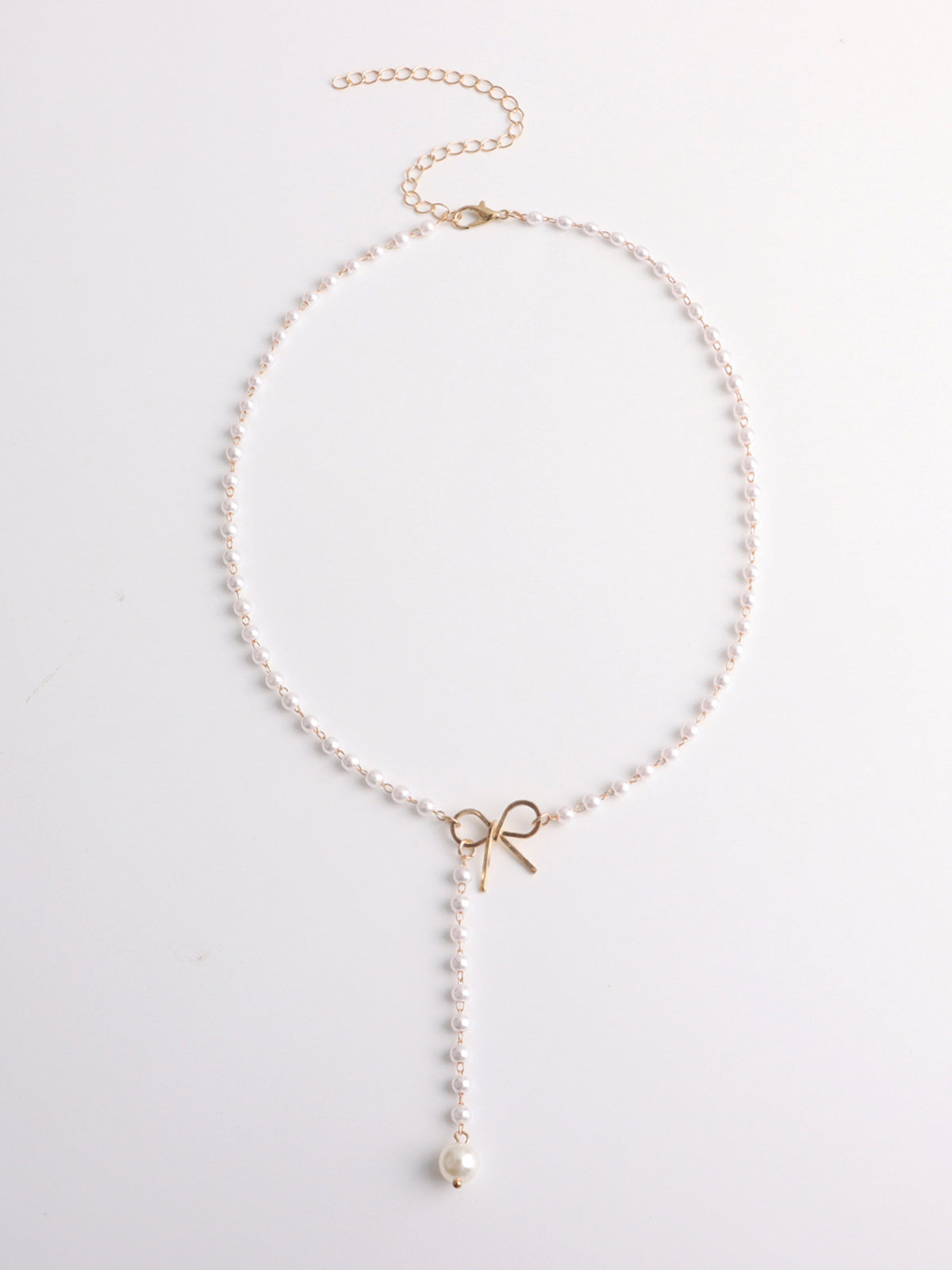 Pearl Bow Knot Pendant Necklace-Chicvia