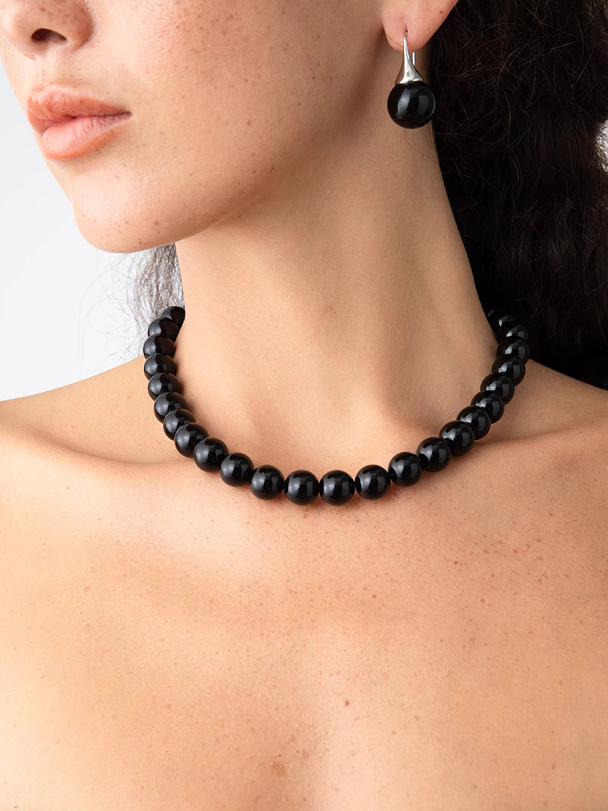 Elegant Black Onyx Bead Necklace-Chicvia
