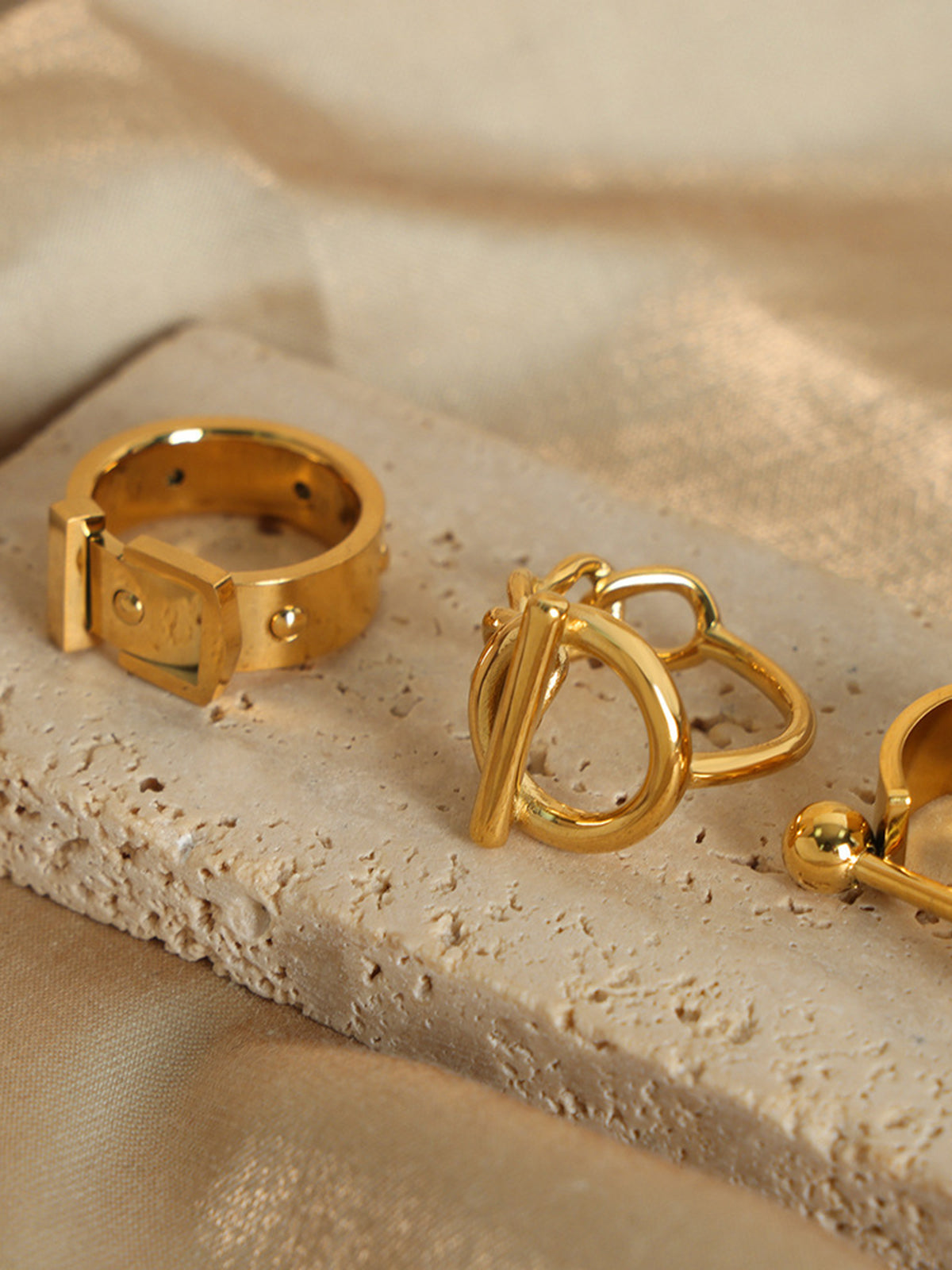 Golden Ring With Buckle-Chicvia