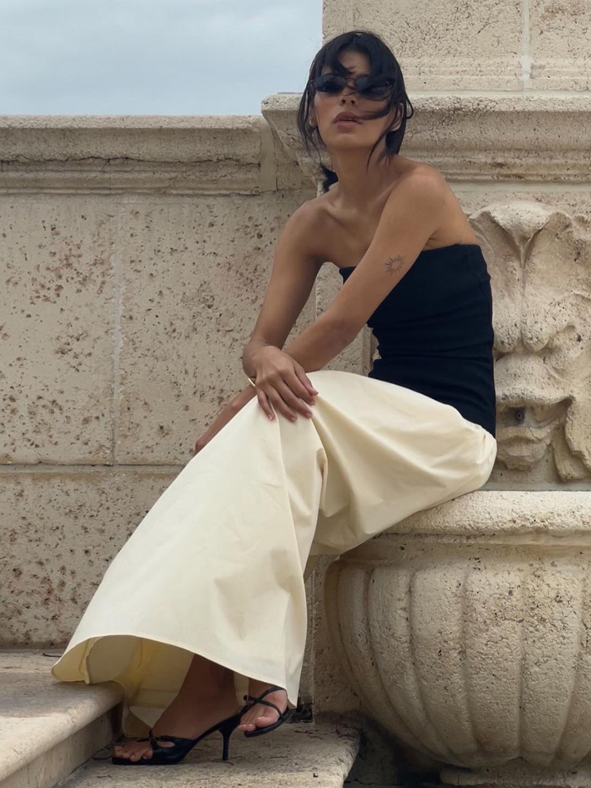 Contrast Color Tube Long Dress-Chicvia