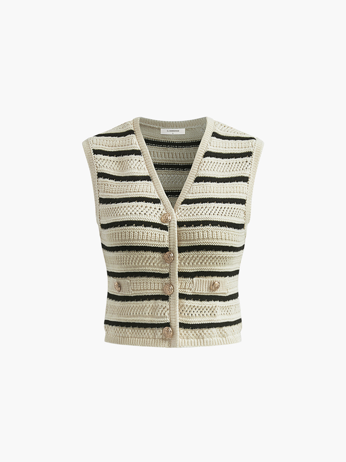 Knitted V-Neck Vest-Chicvia