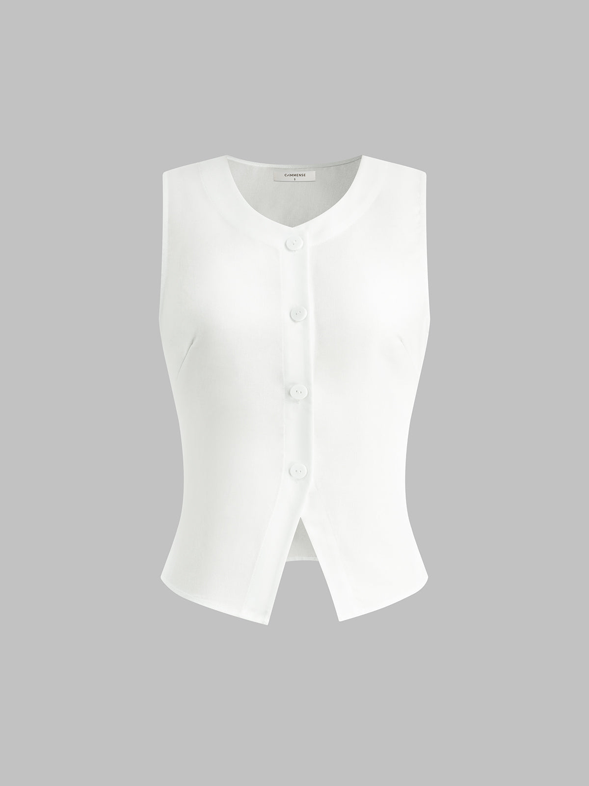 Linen Blends Button Up Tank Top-Chicvia