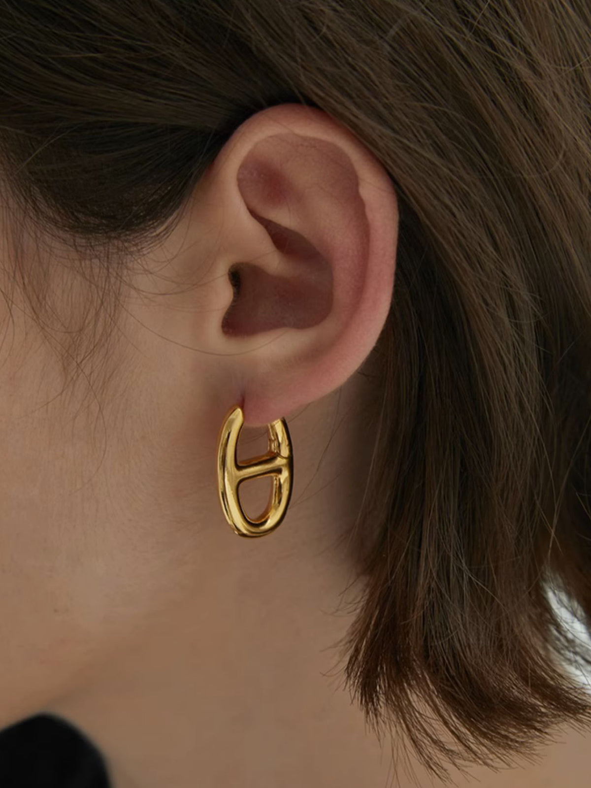 Golden Pig Nose Earrings-Chicvia