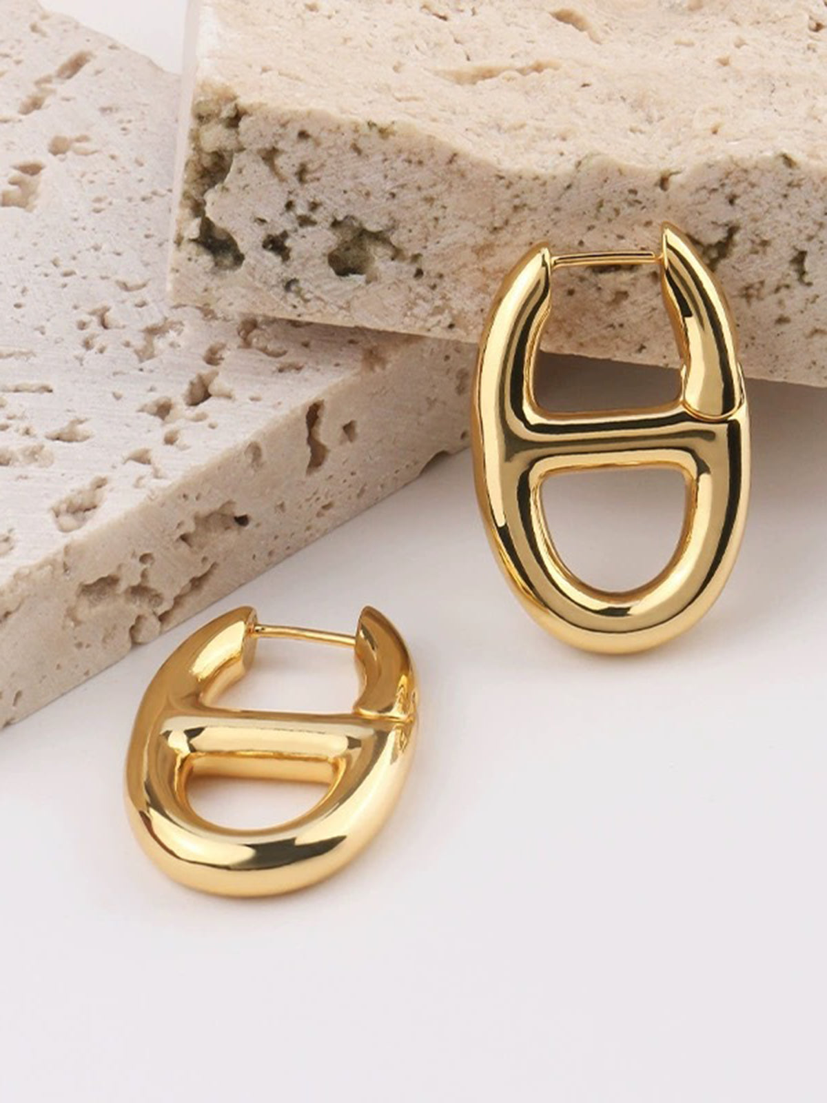 Golden Pig Nose Earrings-Chicvia