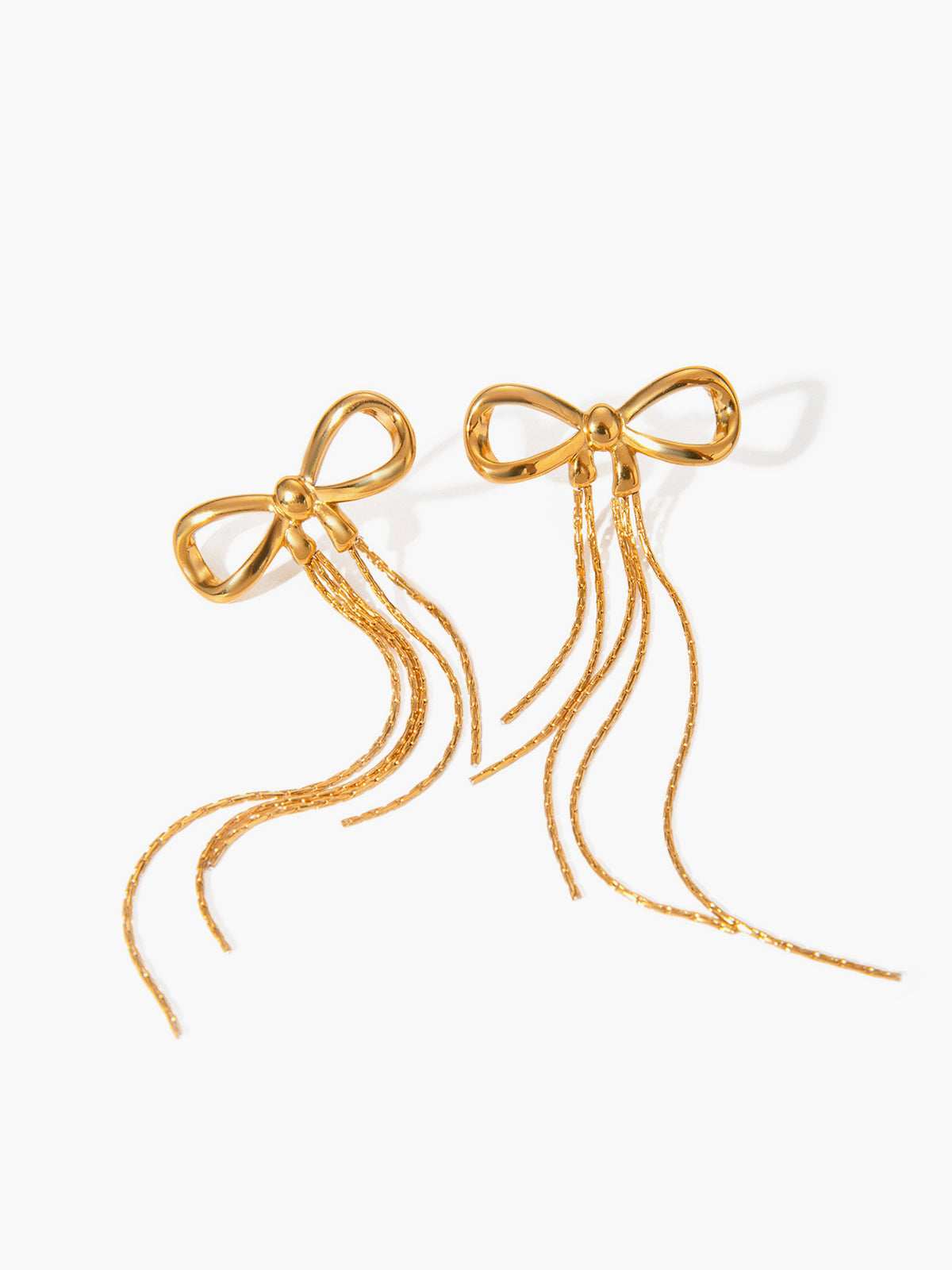 Golden Bow Earrings-Chicvia