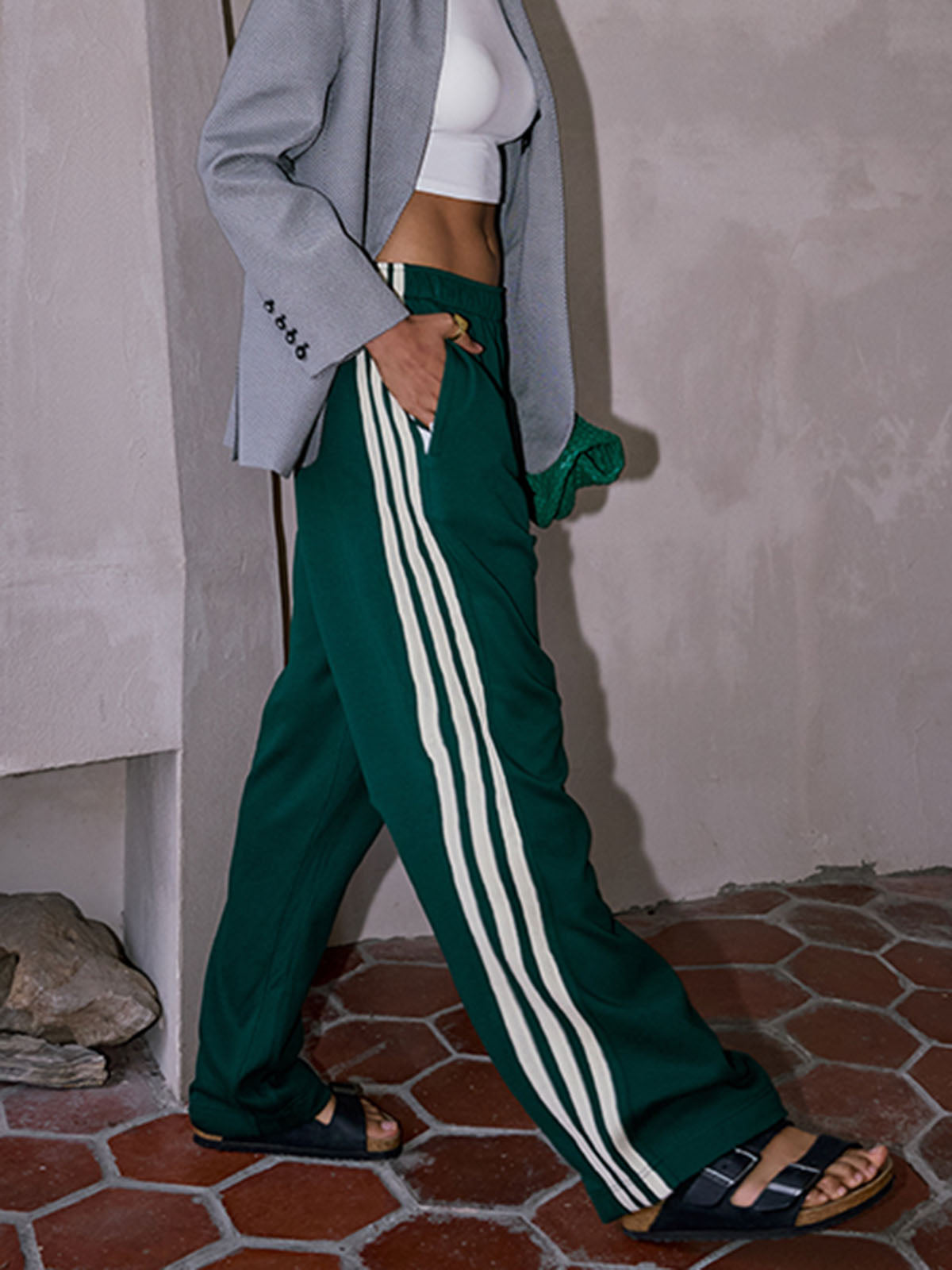 Casual Striped Patchwork Pants-Chicvia