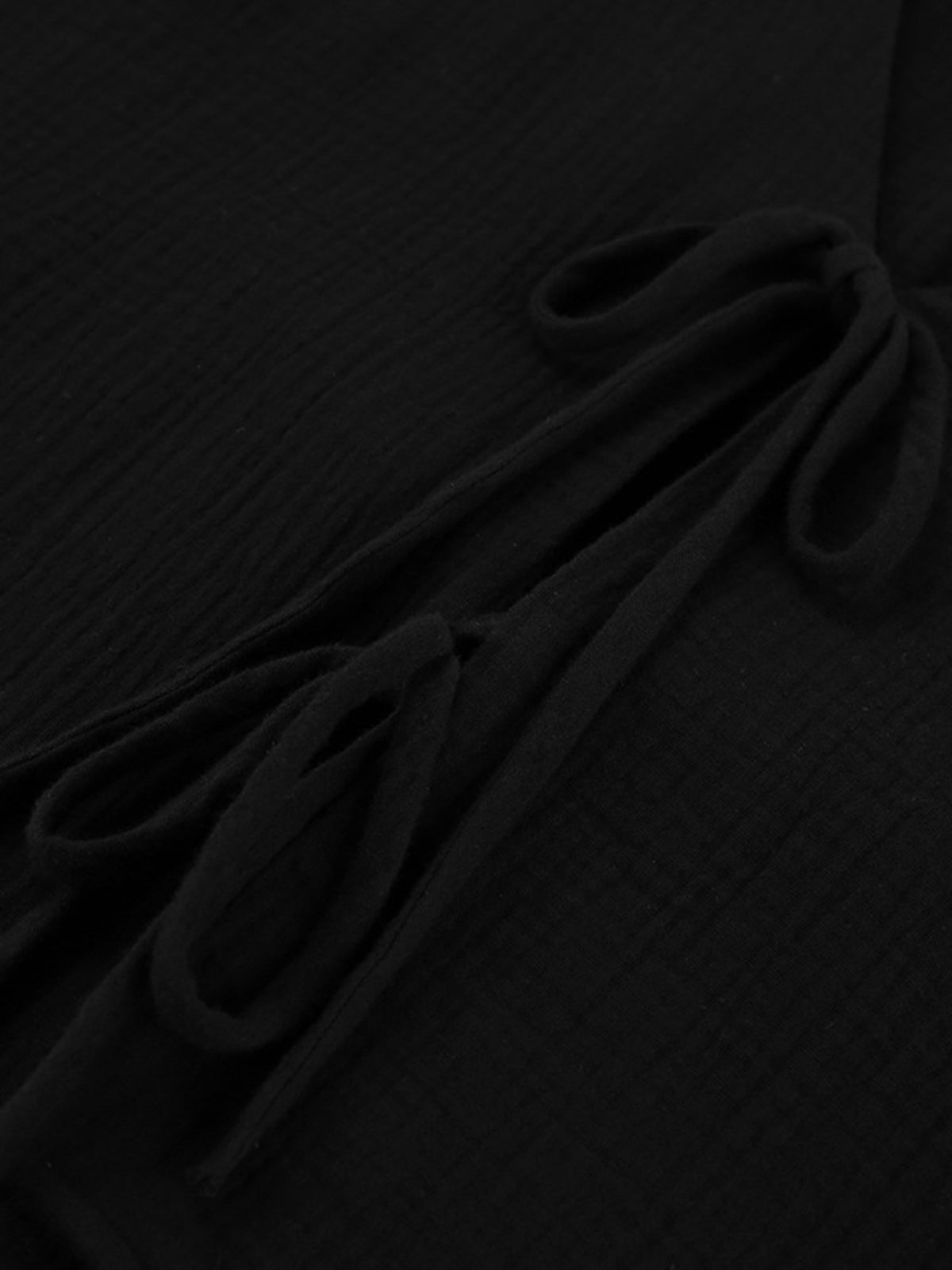 Cotton Tie-Front Long Sleeve Shorts Set-Chicvia