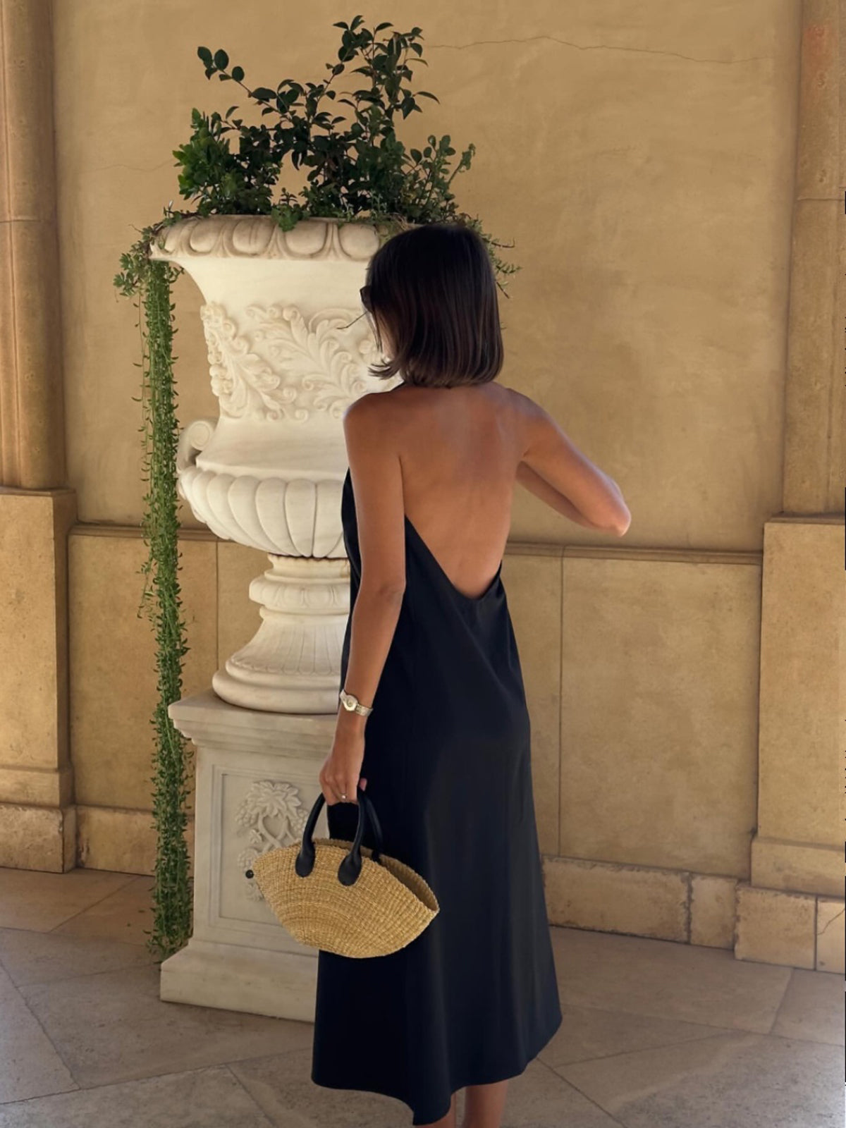 Halter Backless Satin Long Dress-Chicvia