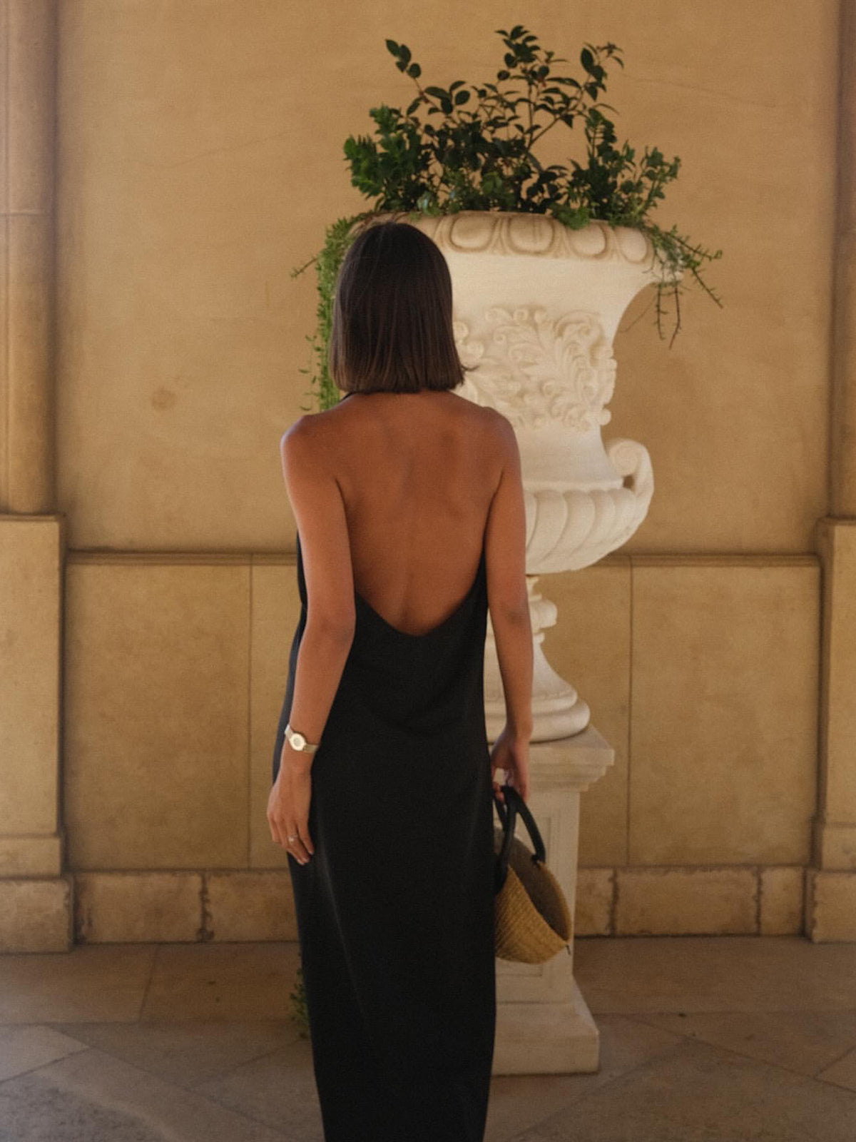 Halter Backless Satin Long Dress-Chicvia