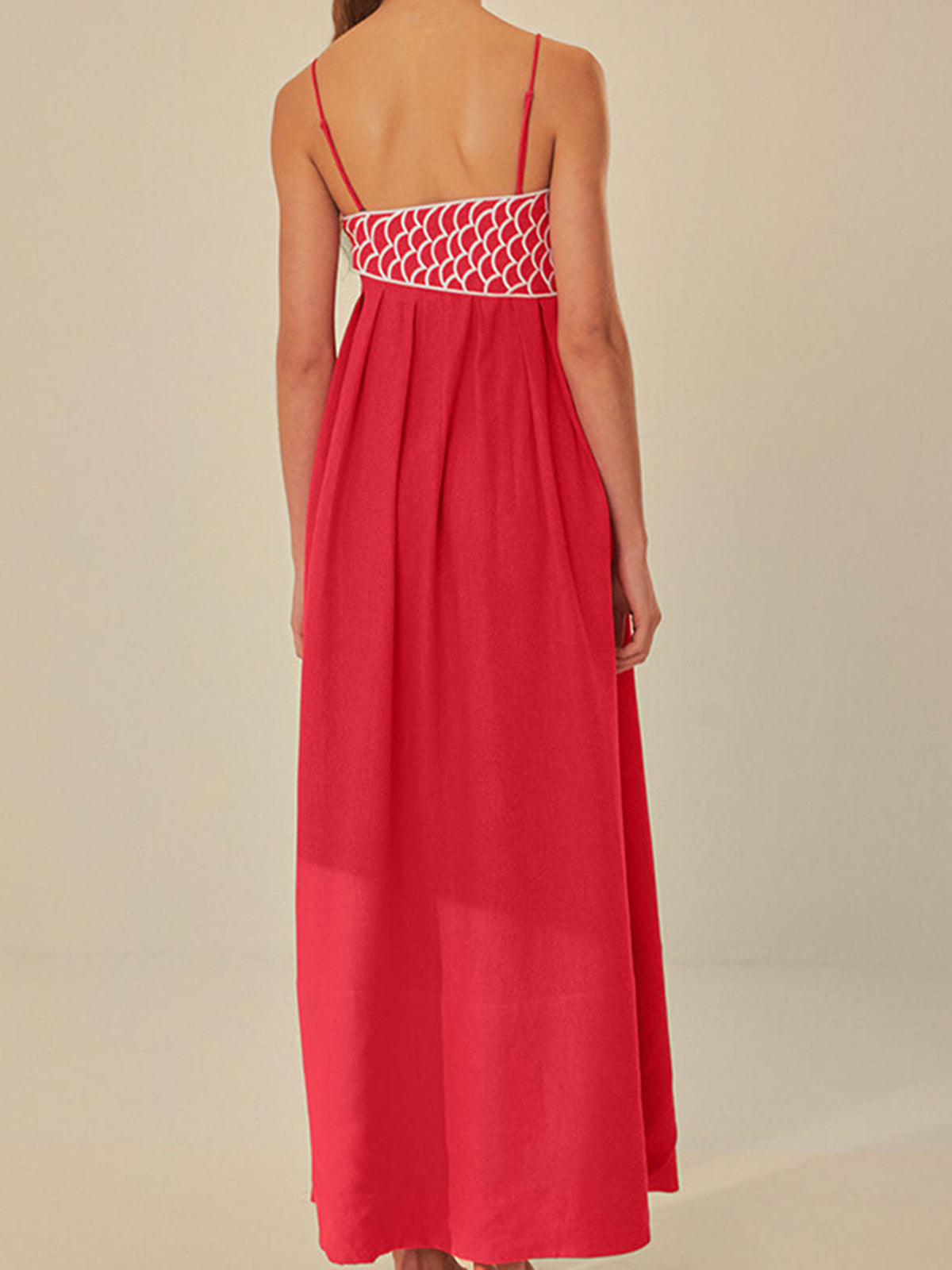 Embroidered Fish Semi-Sheer Cami Dress-Chicvia