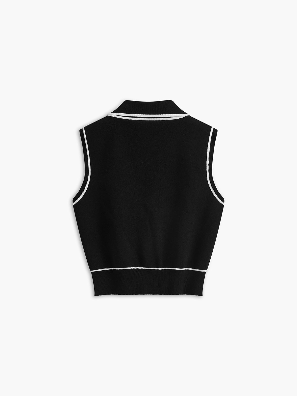 Button Front Contrast Binding Sleeveless Skirt Set-Chicvia