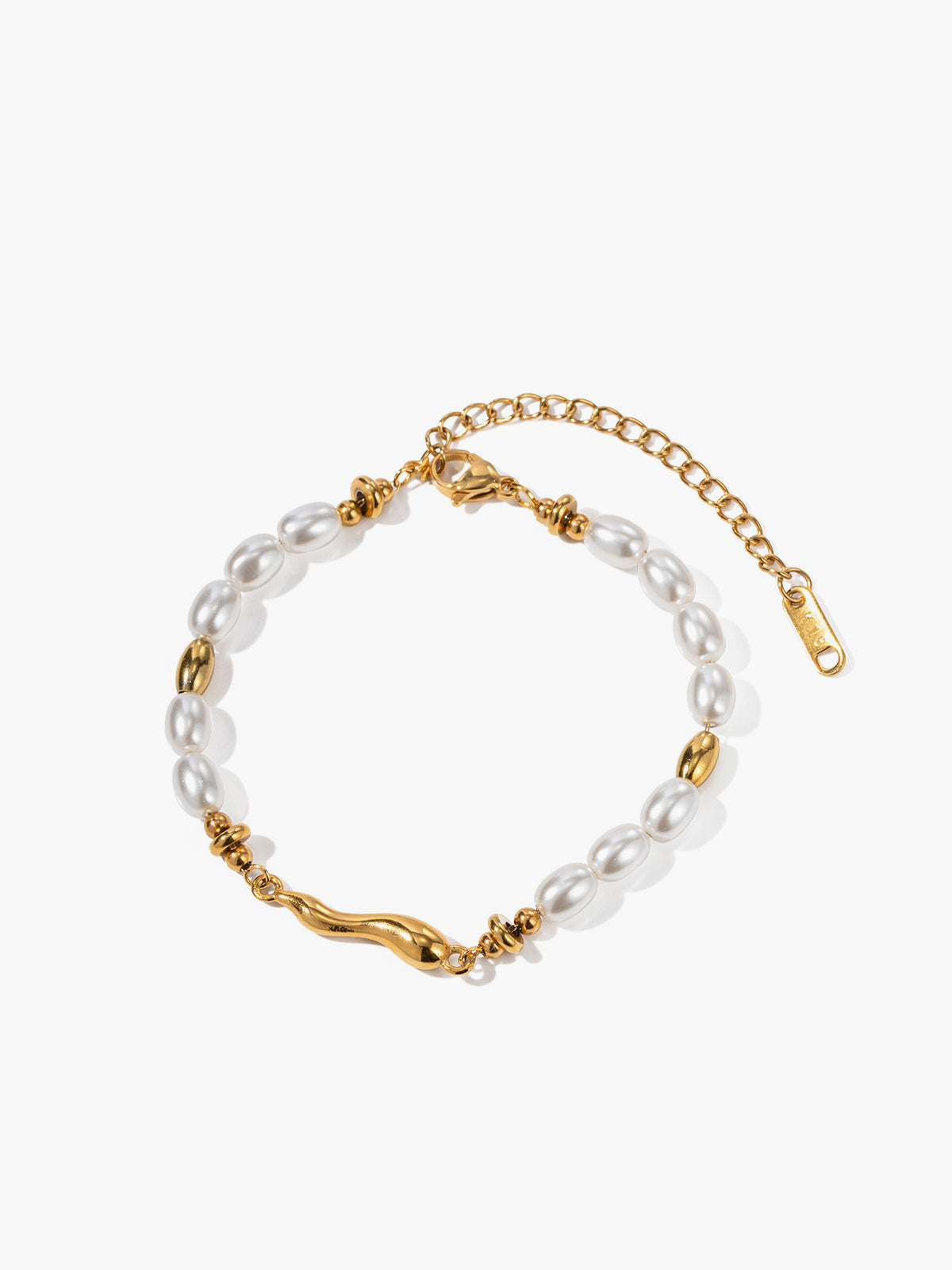 Golden Ripple Pearl Bracelet-Chicvia