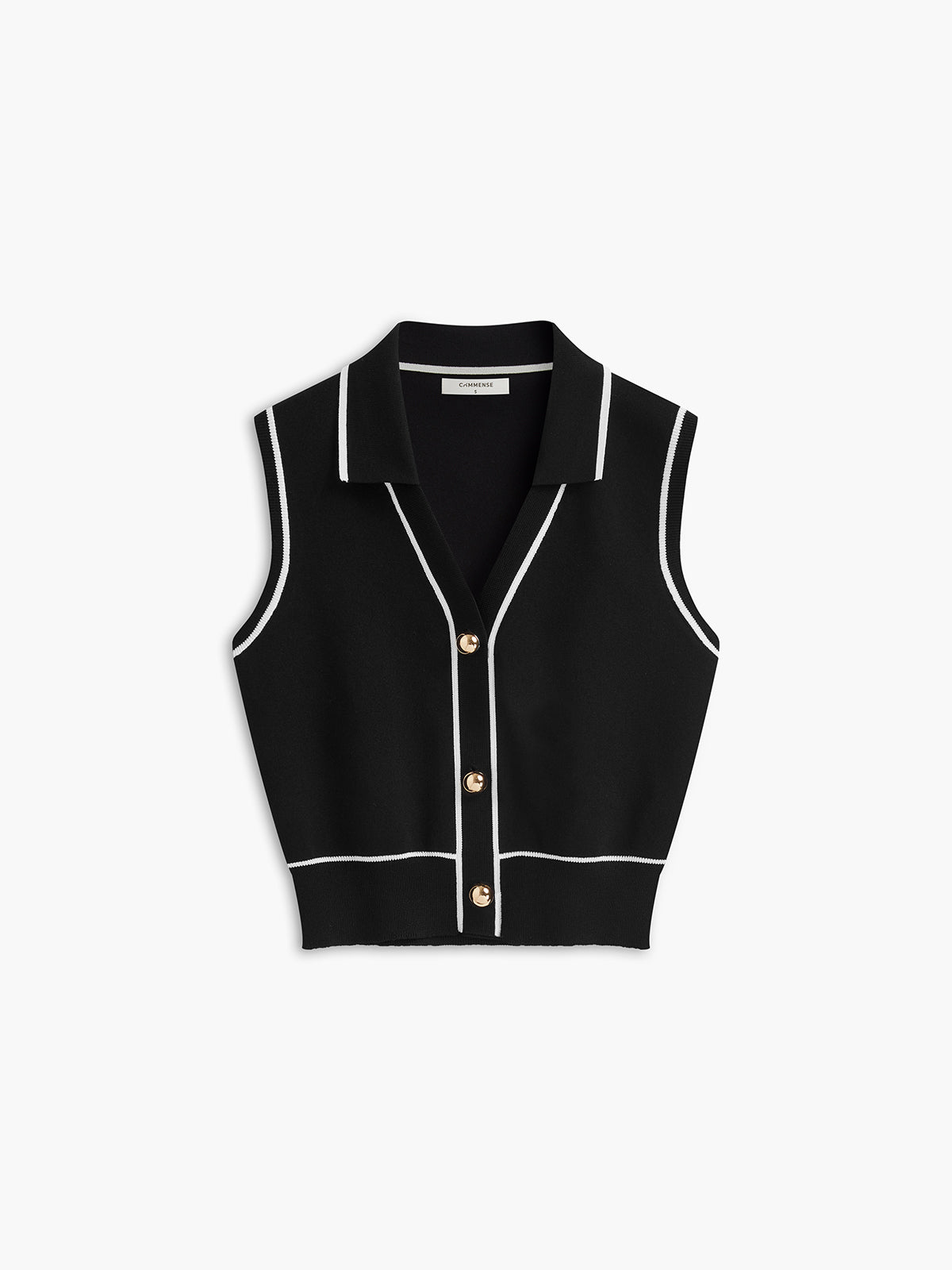 Button Front Contrast Binding Sleeveless Skirt Set-Chicvia