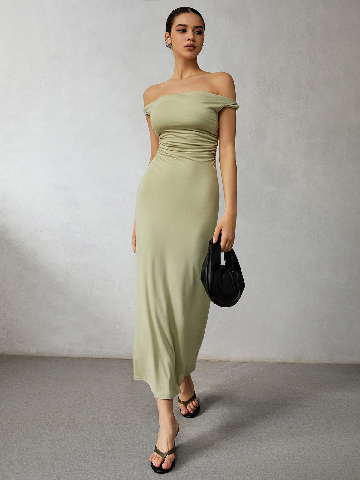 Casual Off Shoulder Long Dress-Chicvia