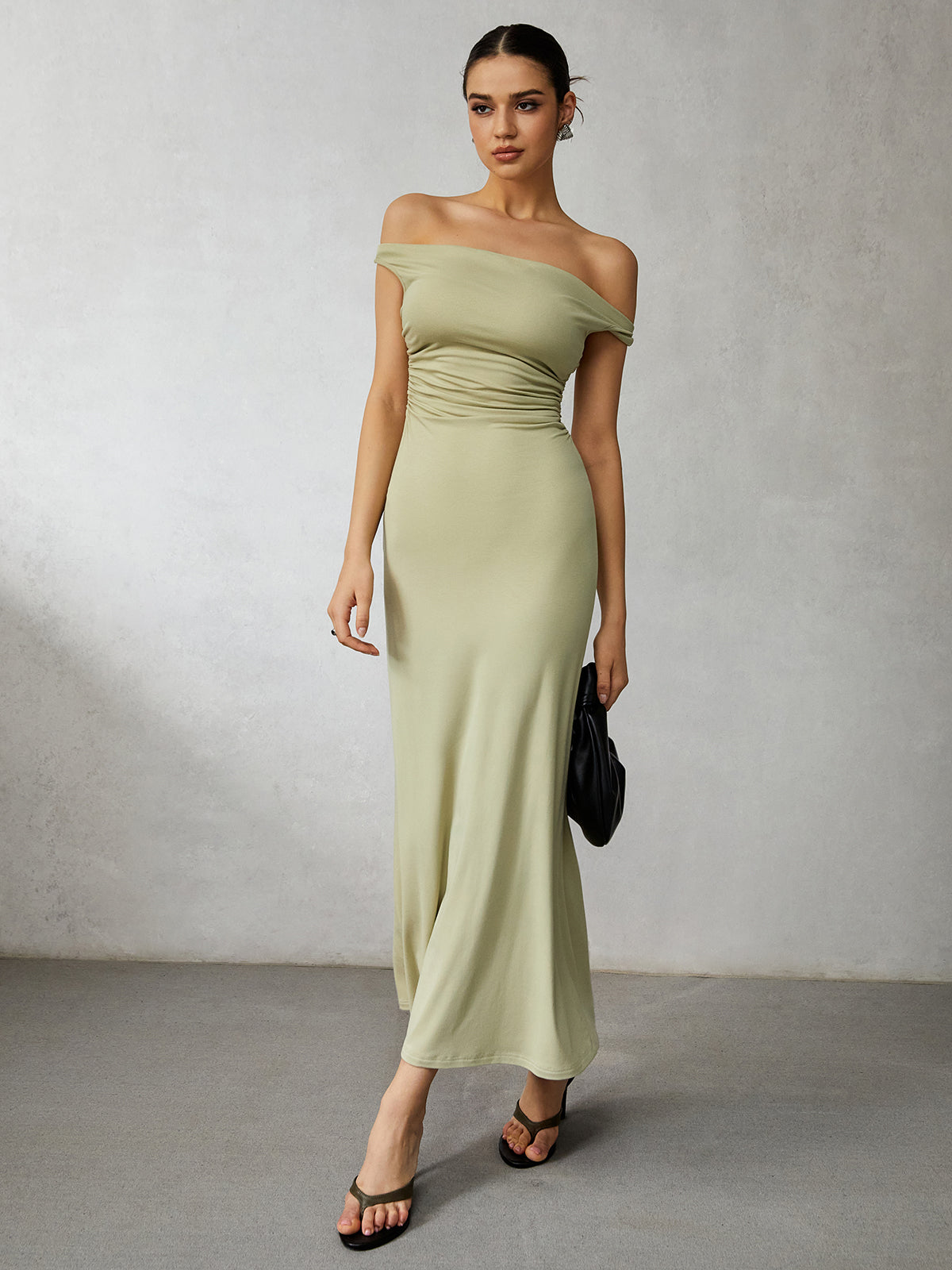 Casual Off Shoulder Long Dress-Chicvia