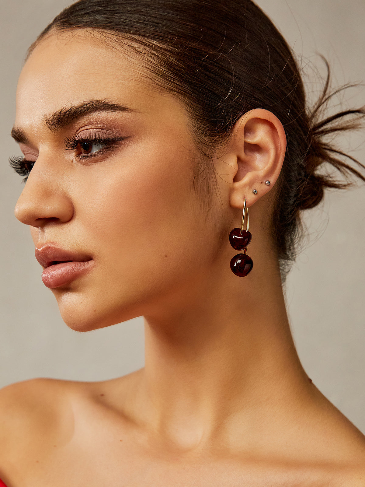 Cherry Charm Dangle Earrings-Chicvia