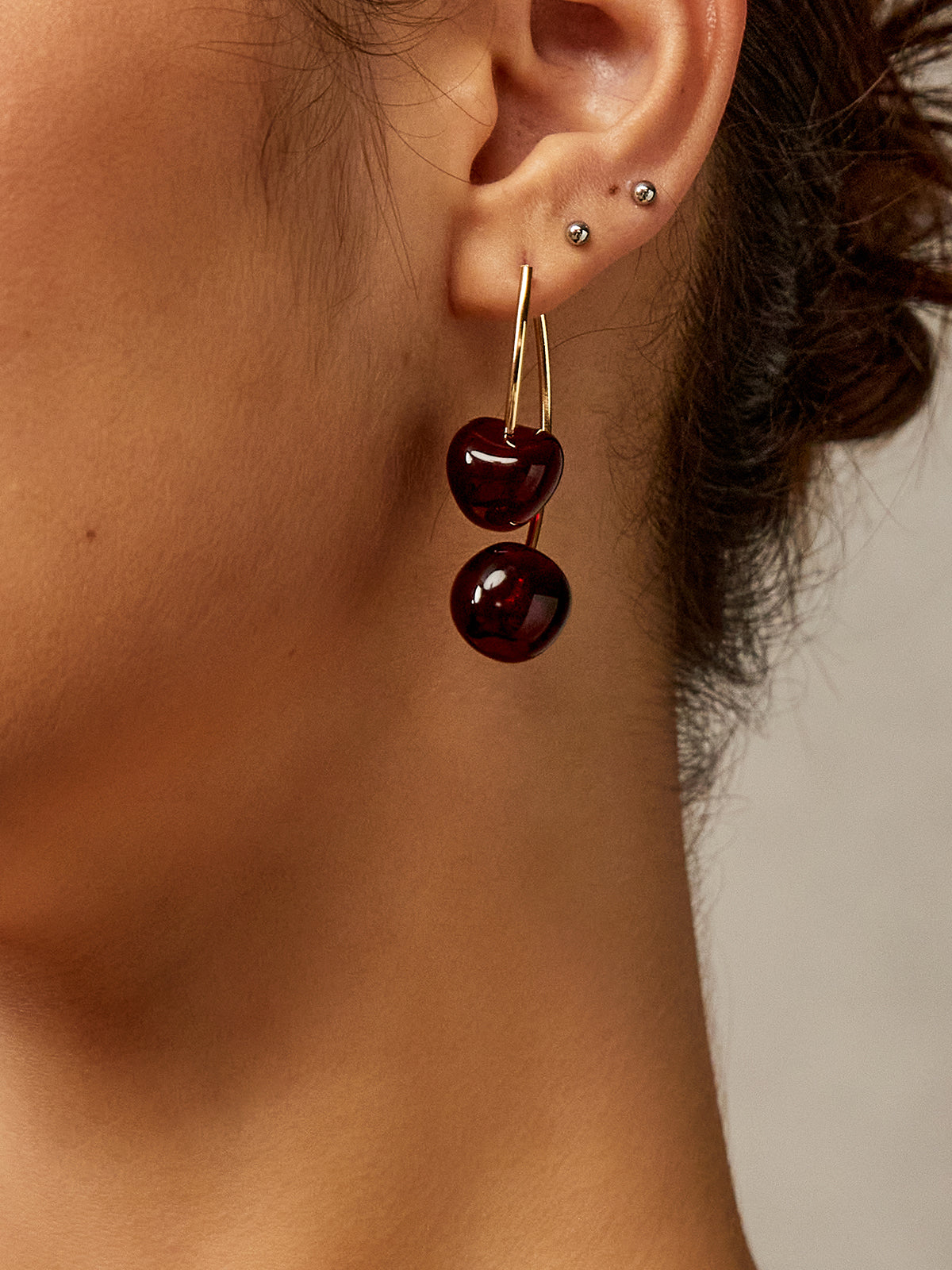 Cherry Charm Dangle Earrings-Chicvia