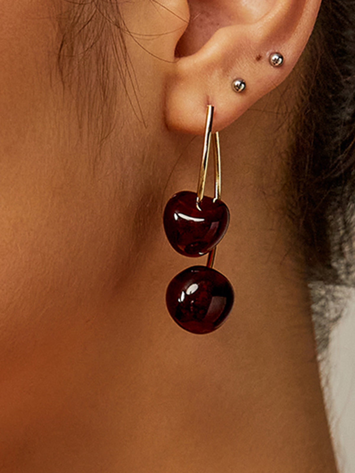 Cherry Charm Dangle Earrings-Chicvia