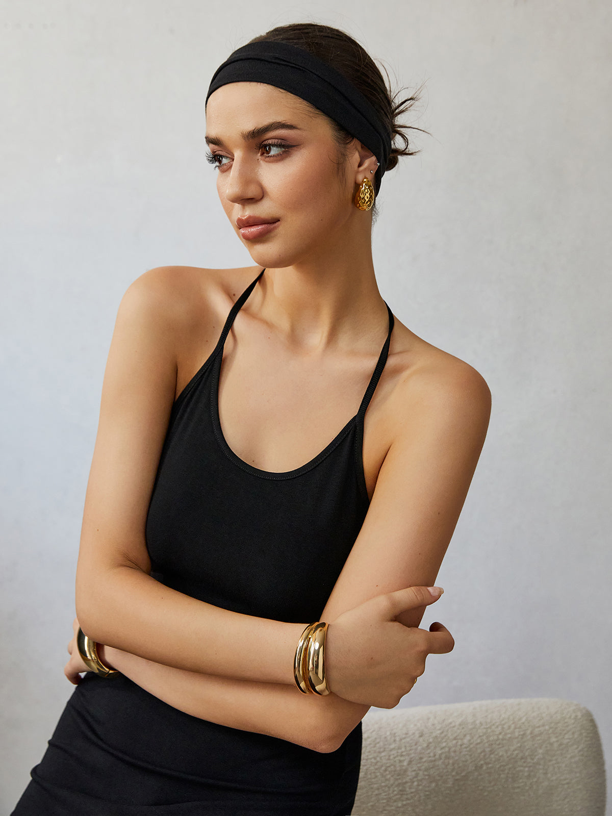 Halter Backless Midi Dress-Chicvia