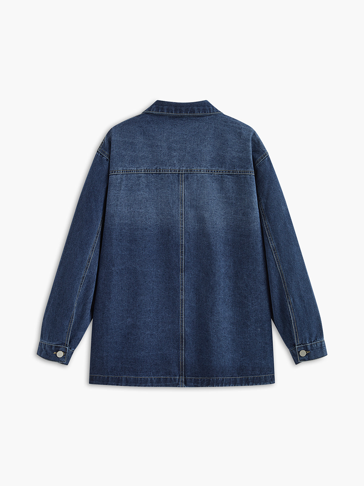 Casual Breasted Lapel Denim Jacket-Chicvia
