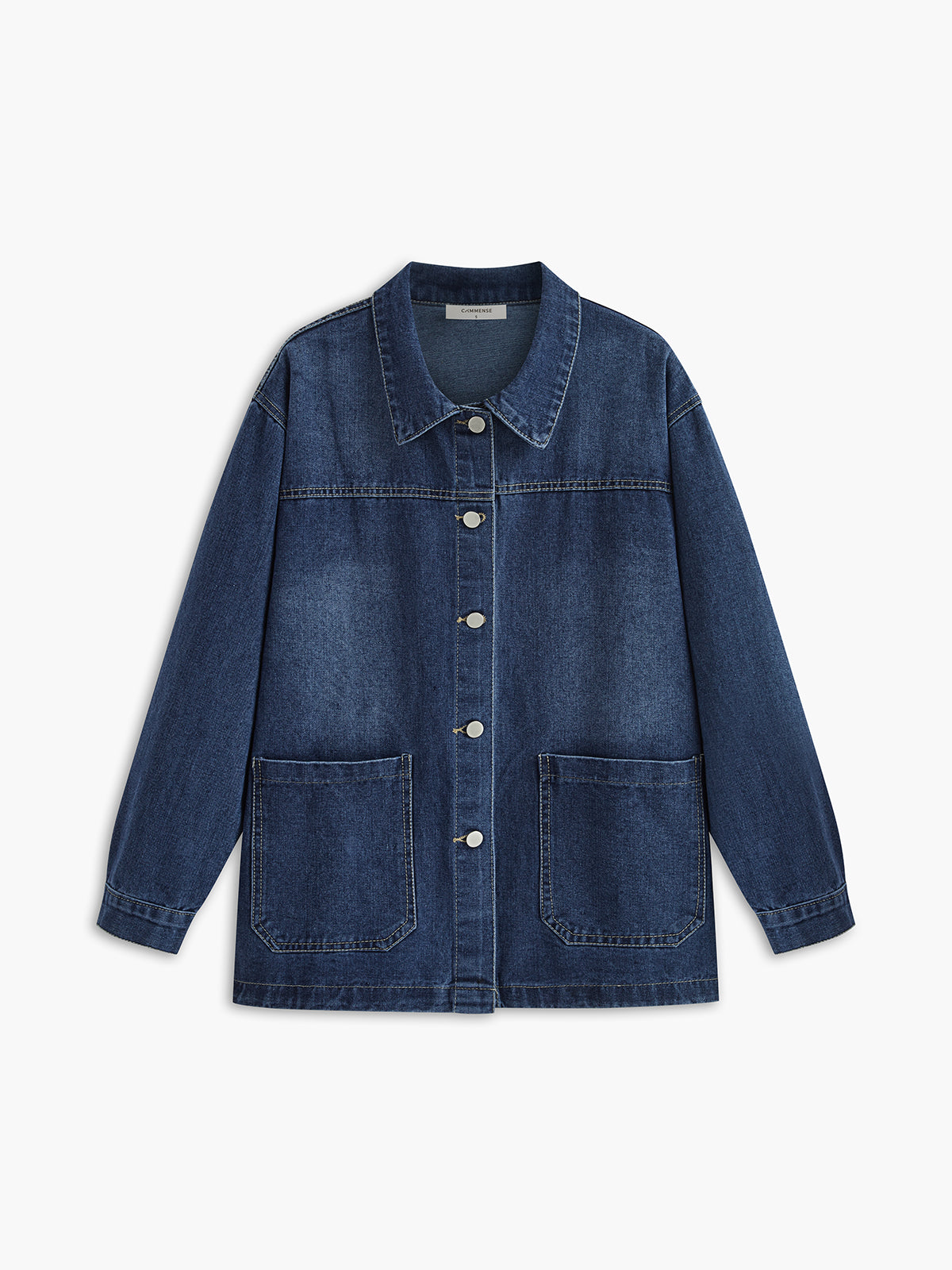 Casual Breasted Lapel Denim Jacket-Chicvia