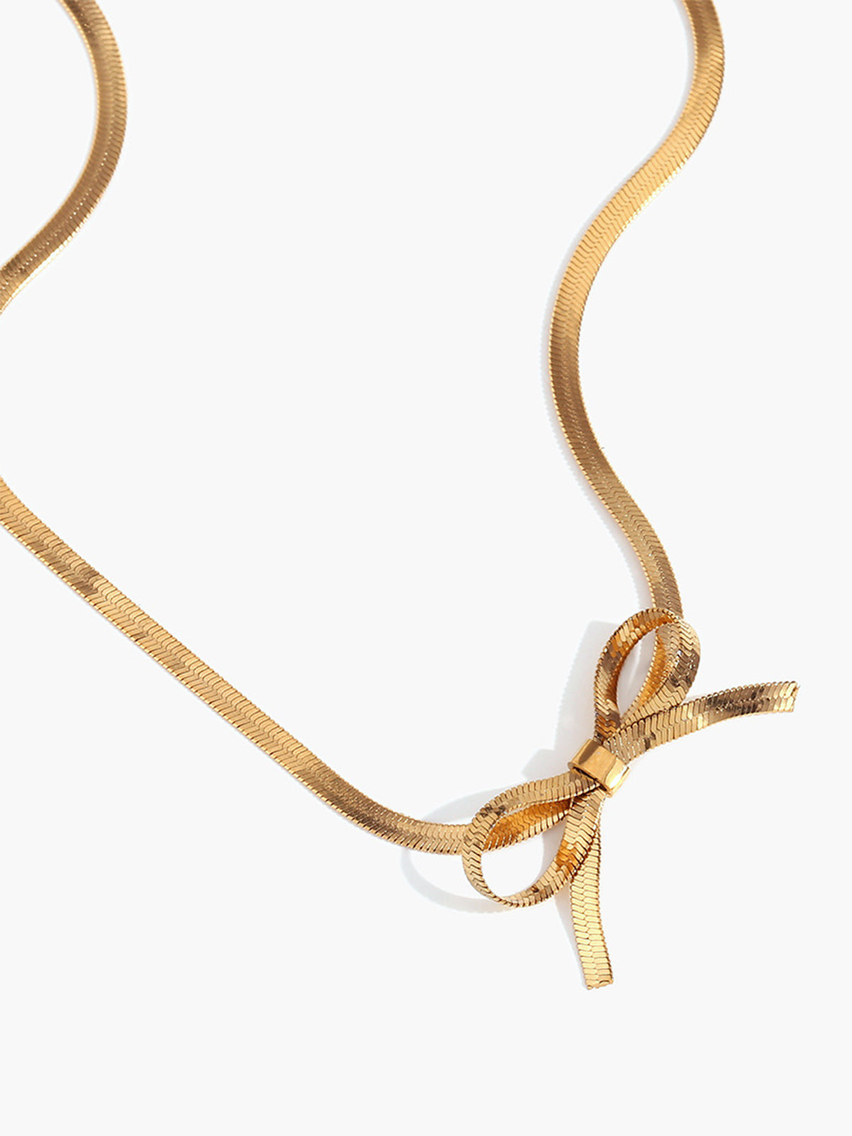 Gold Bow Necklace-Chicvia