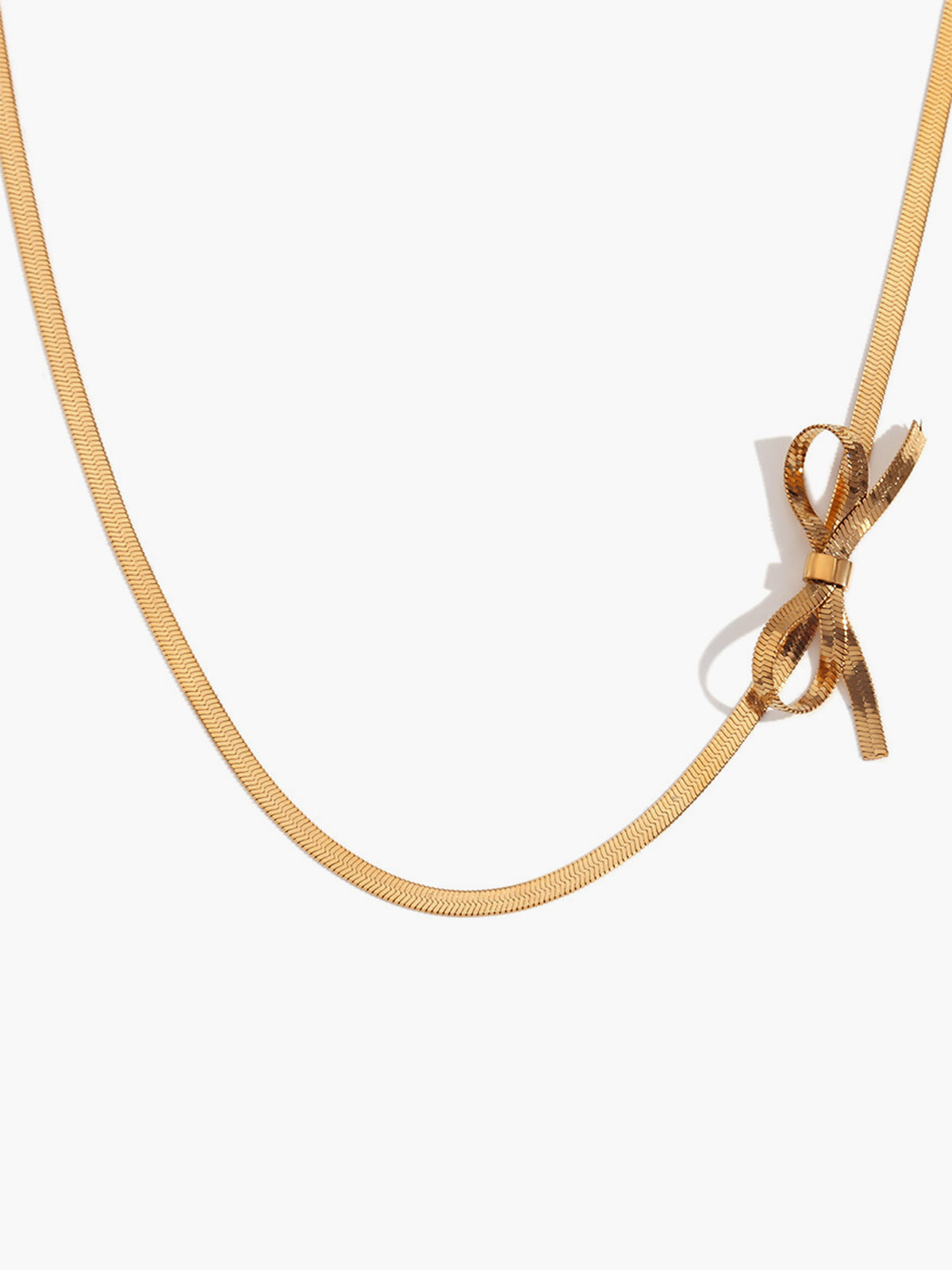 Gold Bow Necklace-Chicvia