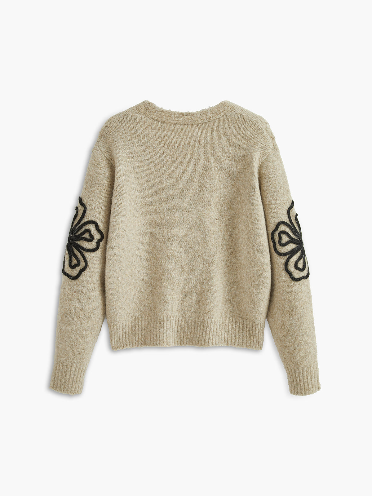 Floral Detail V-Neck Cardigan-Chicvia