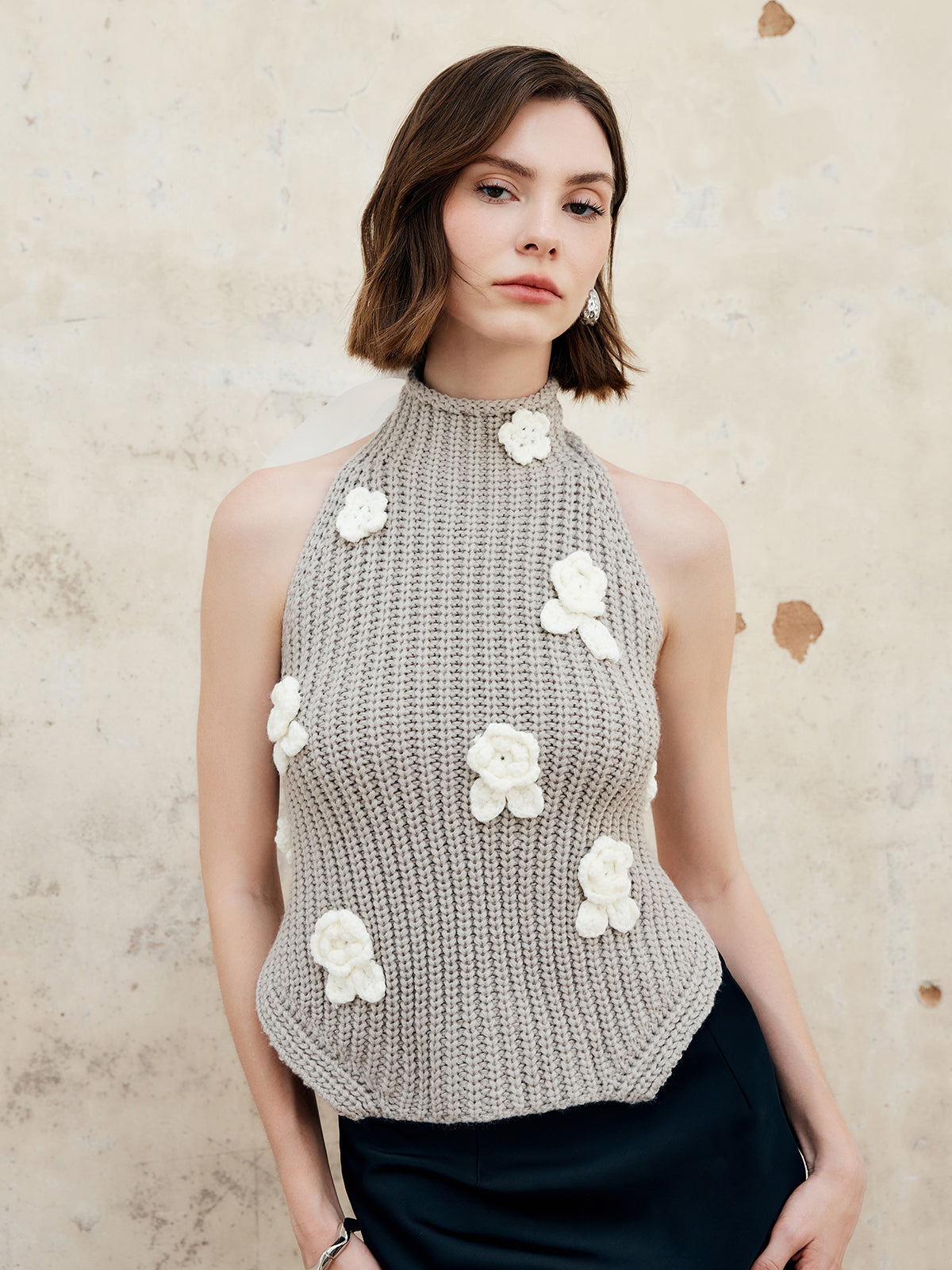 Halter Knotted Back Wrap Halter Top-Chicvia