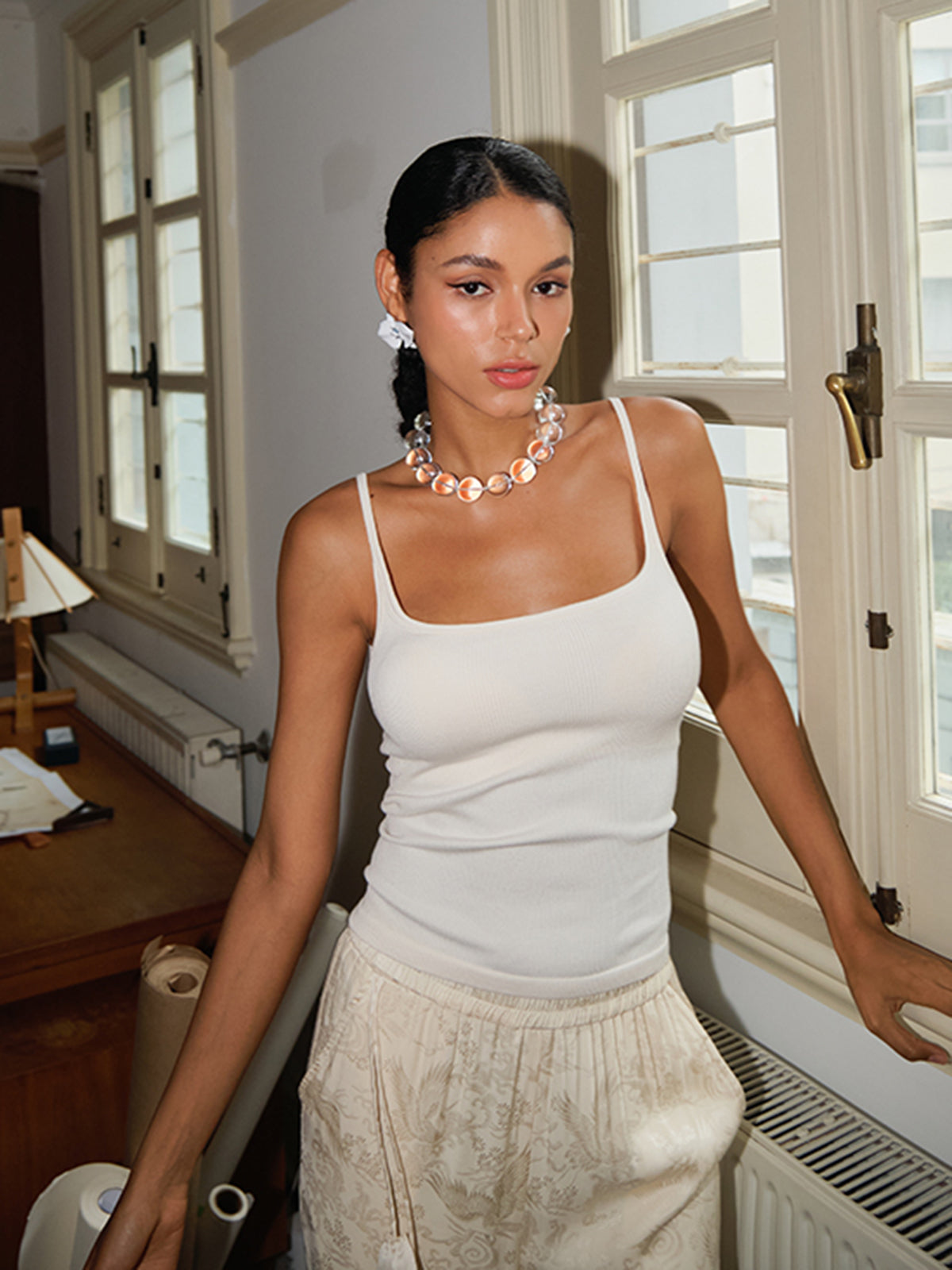 Low Cut Cami Top-Chicvia