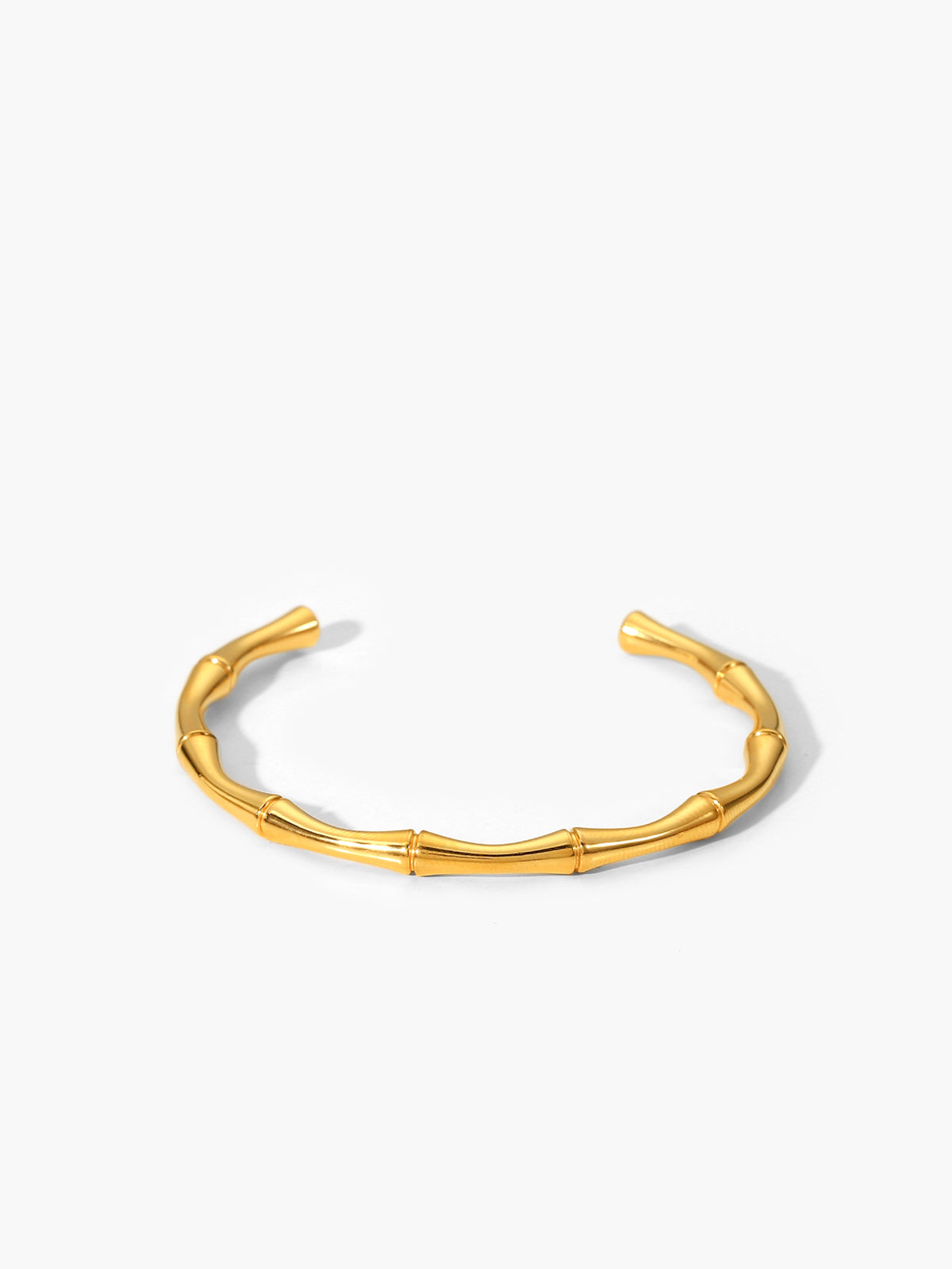Golden Open Bamboo Bracelet-Chicvia