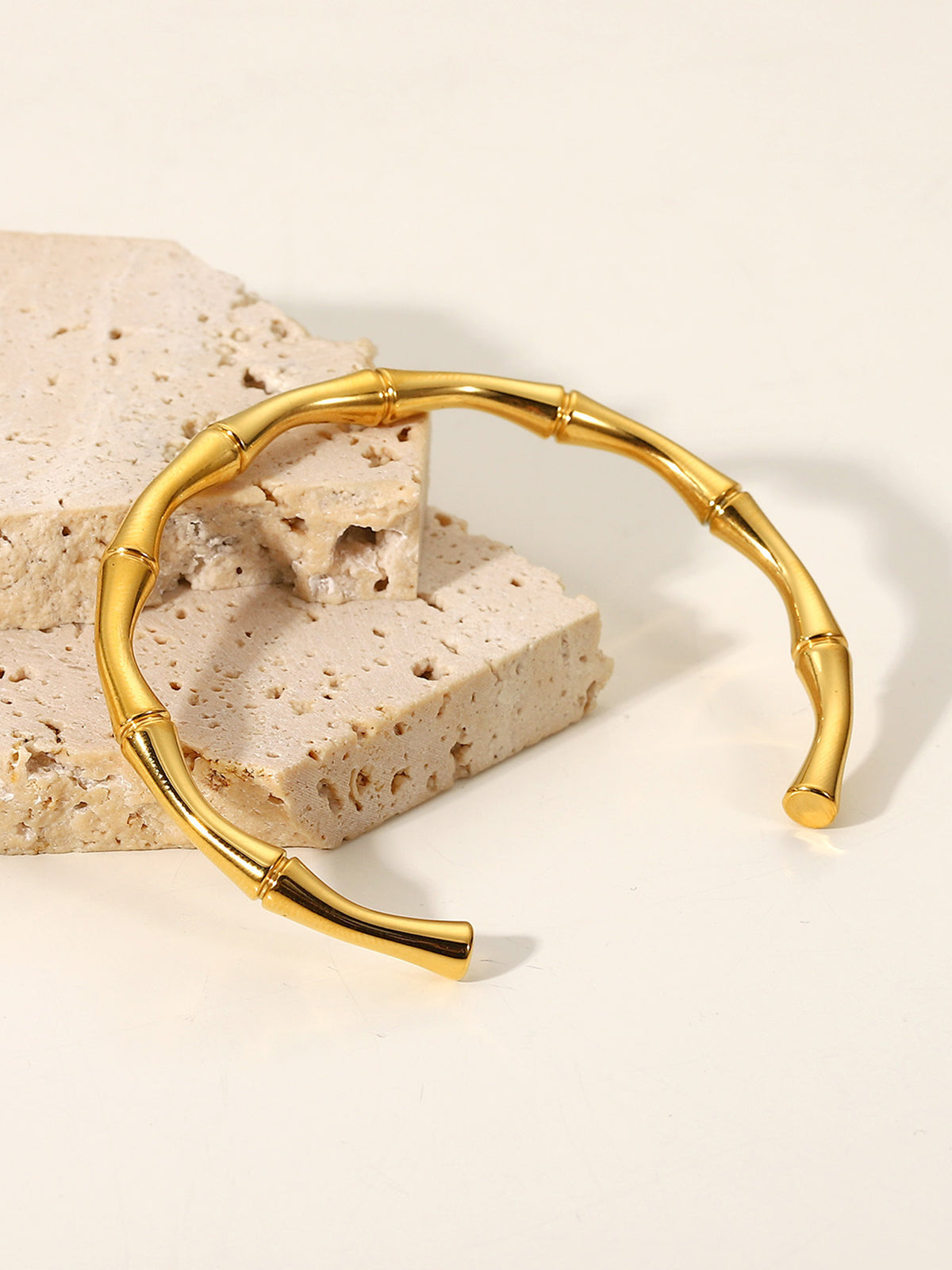 Golden Open Bamboo Bracelet-Chicvia