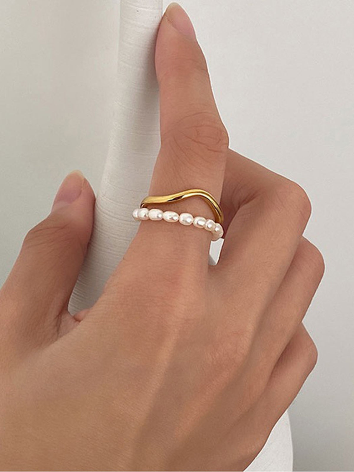 Double Layer Pearl Ring-Chicvia