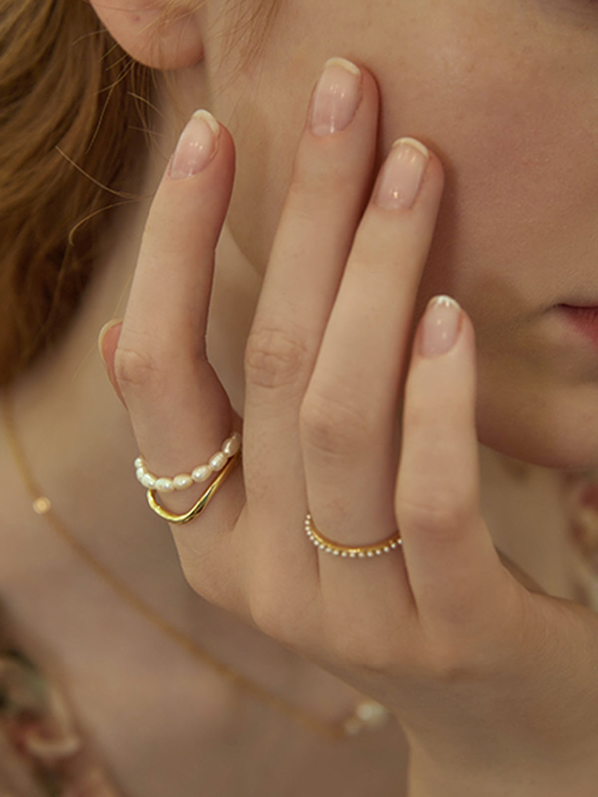 Double Layer Pearl Ring-Chicvia