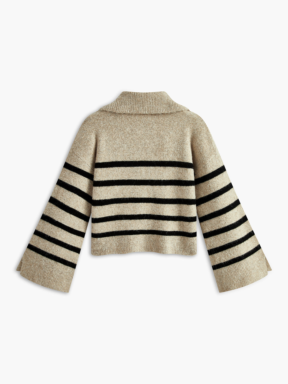 Oversized Striped Pullover Sweater-Chicvia
