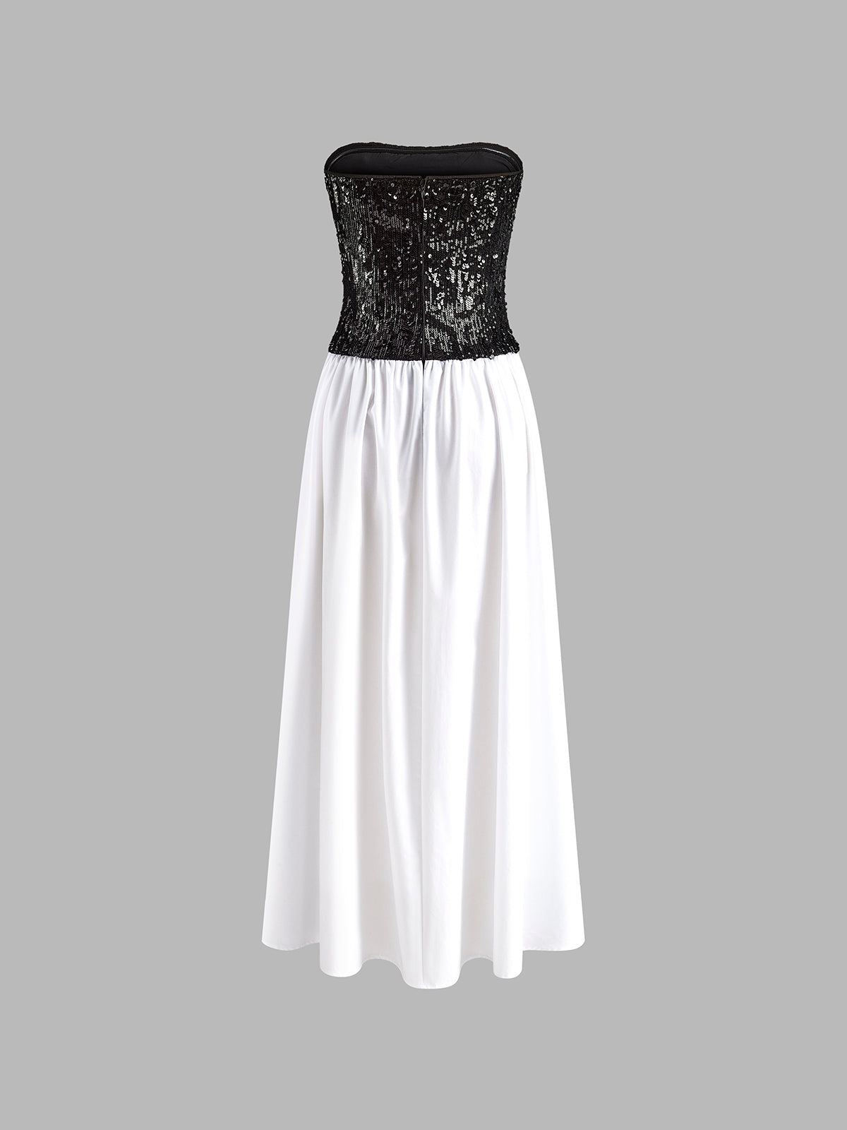 Pleated Sequins Tube Long Dress-Chicvia