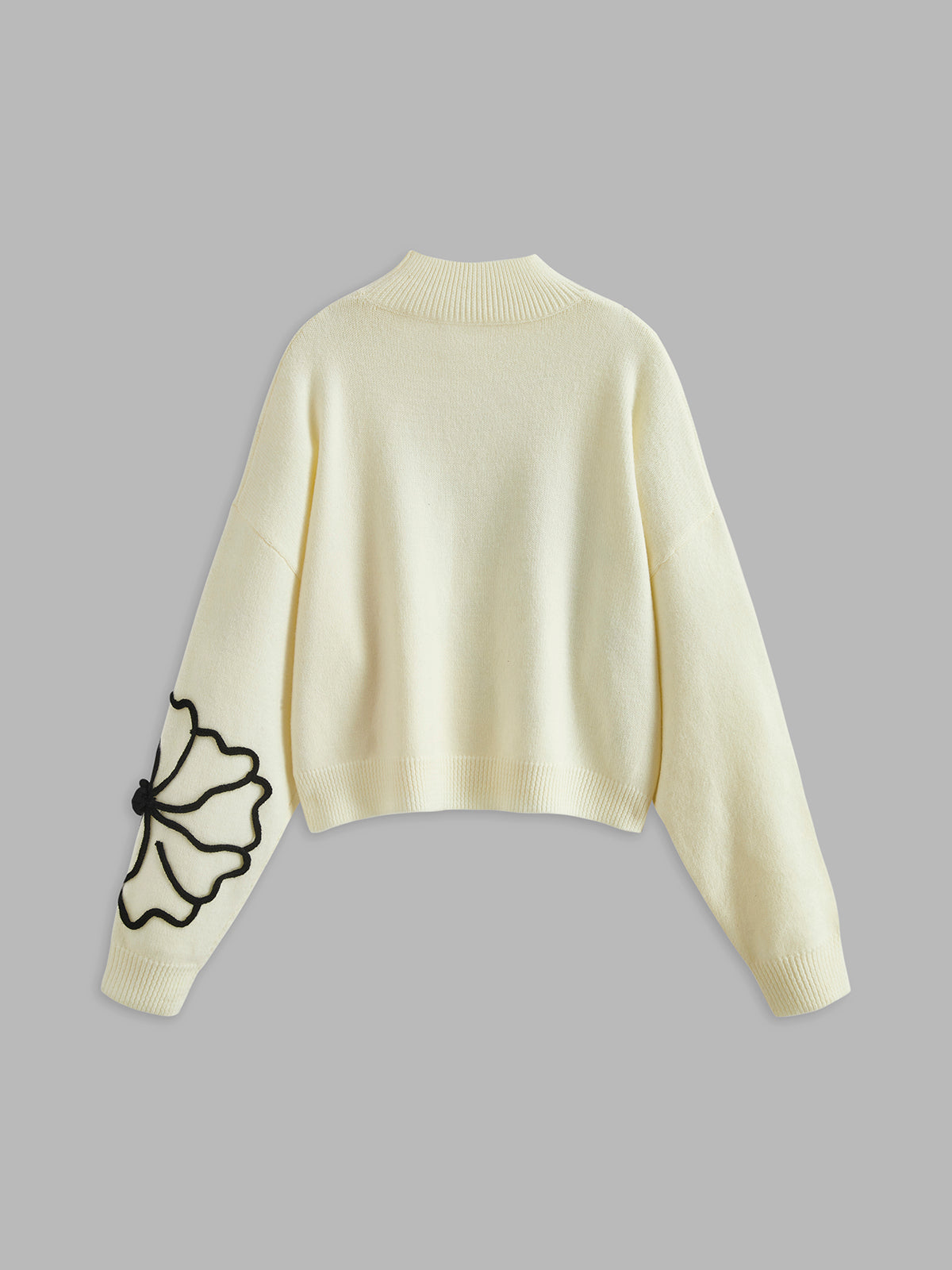 Floral Embroidered Knit Top-Chicvia