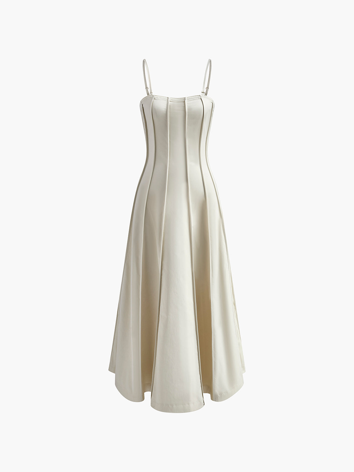 Pleated Piping Flowy Cami Dress-Chicvia