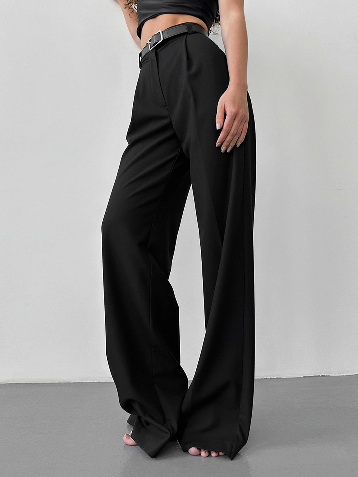 High-Waist Wide Leg Pants-Chicvia