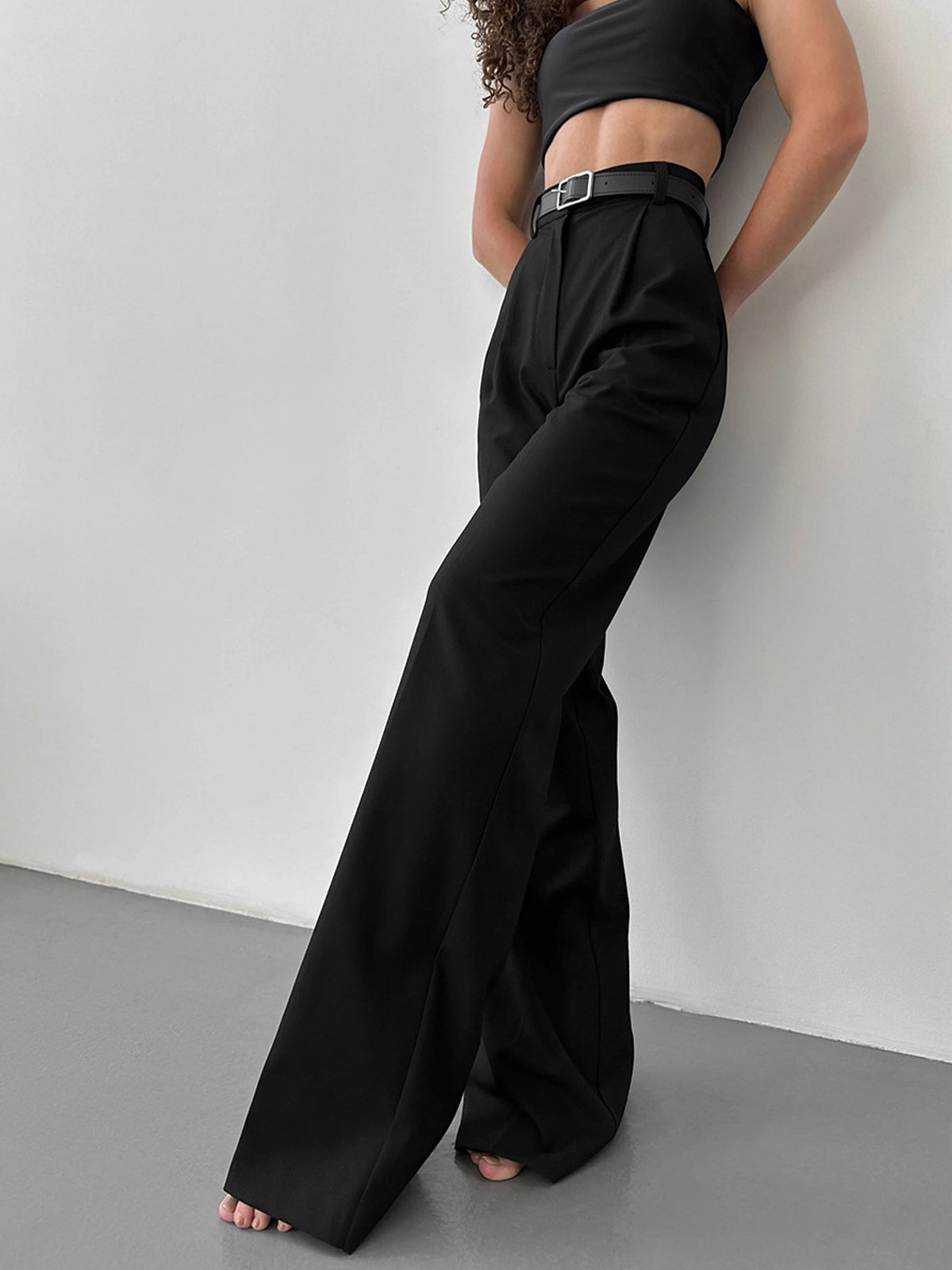 High-Waist Wide Leg Pants-Chicvia