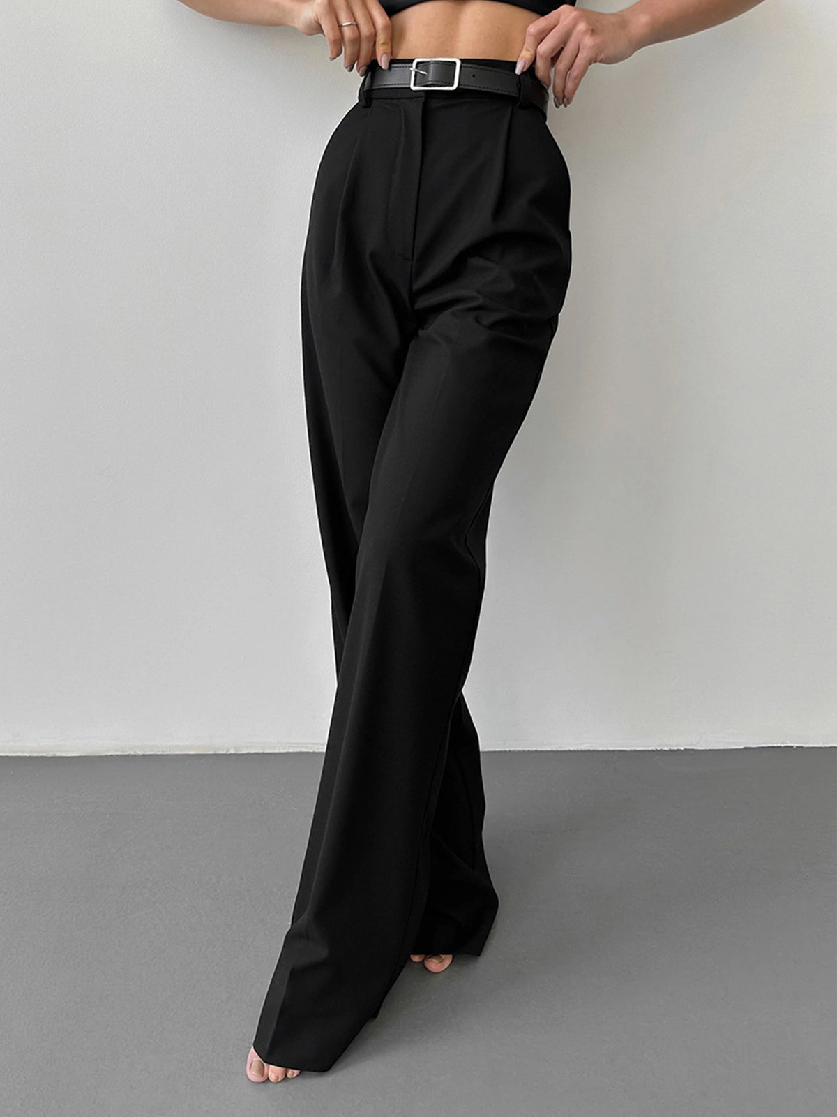 High-Waist Wide Leg Pants-Chicvia