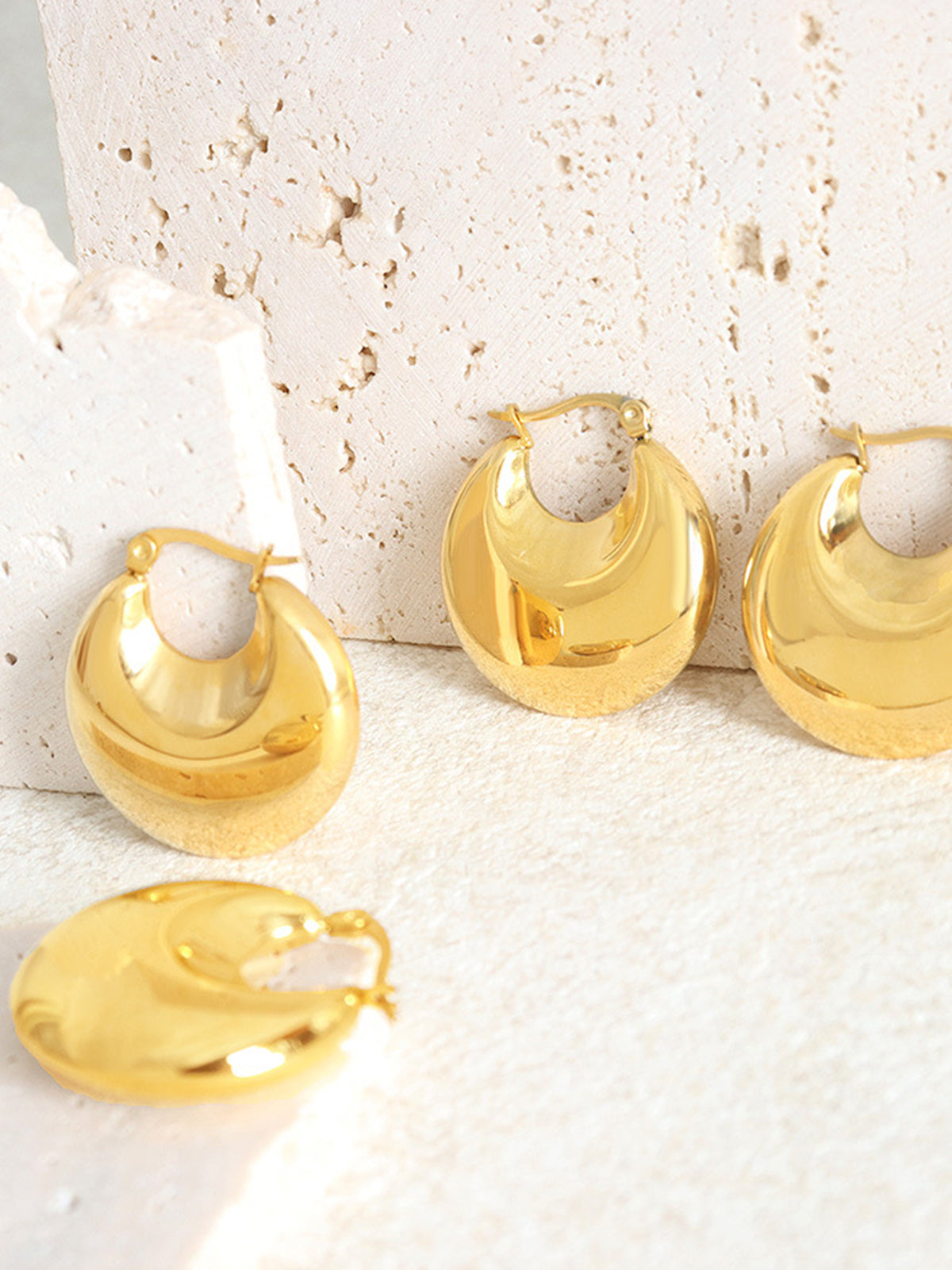 Golden Crescent Earrings-Chicvia