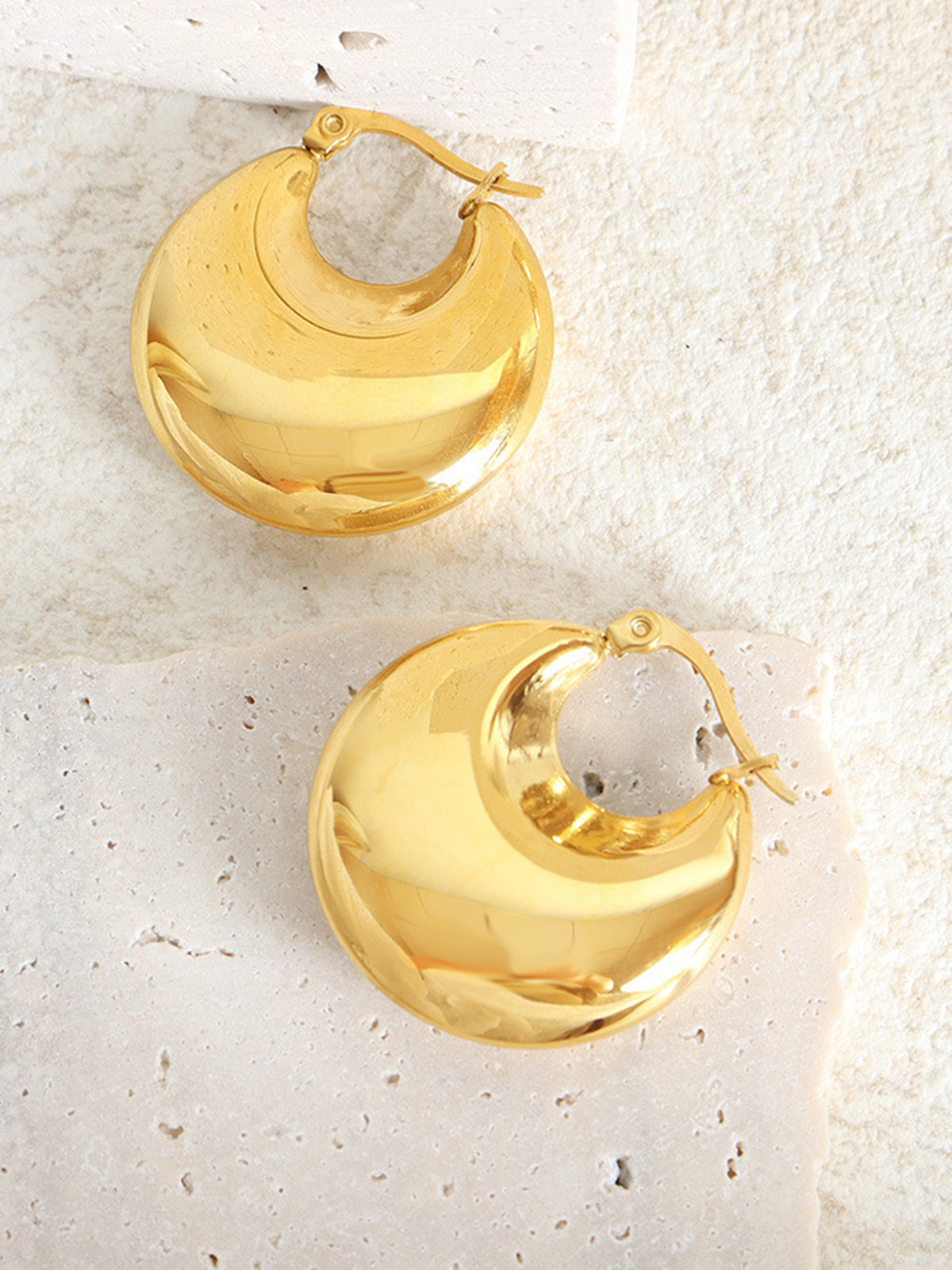 Golden Crescent Earrings-Chicvia