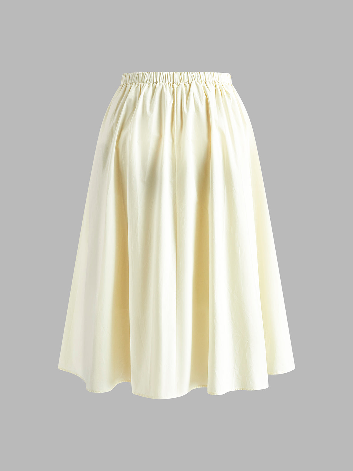 Cotton Creamy Pleated Maxi Skirt-Chicvia