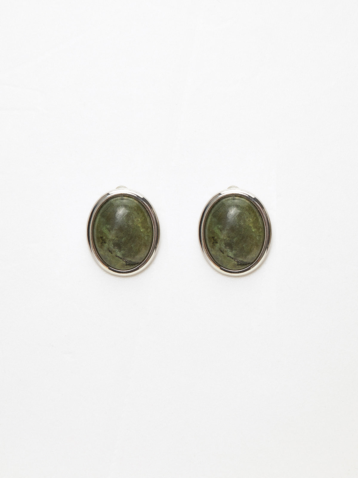 Moss Green Spectrolite Stud Earrings-Chicvia