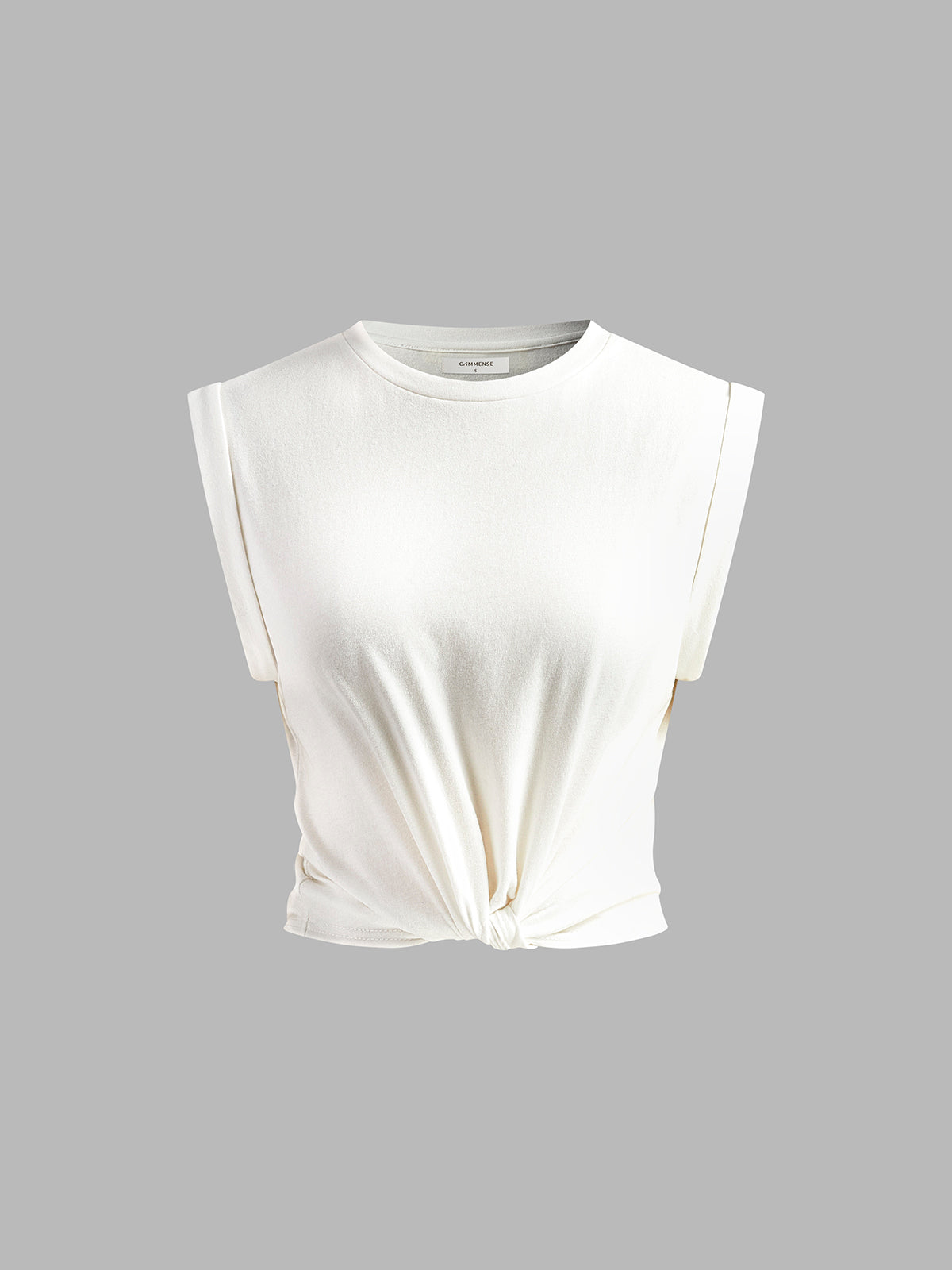 Cotton Knotted T-Shirt-Chicvia