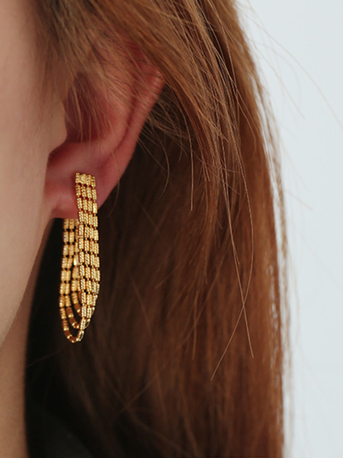 Golden Tassel Chain Drop Earrings-Chicvia