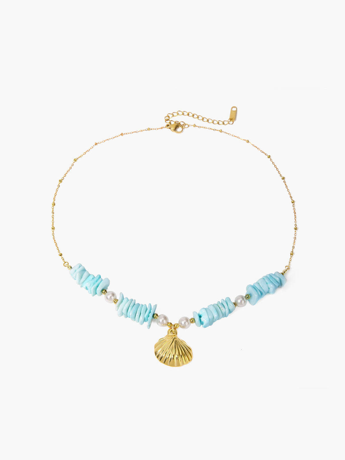 Mint Green Pearl Shell Necklace-Chicvia