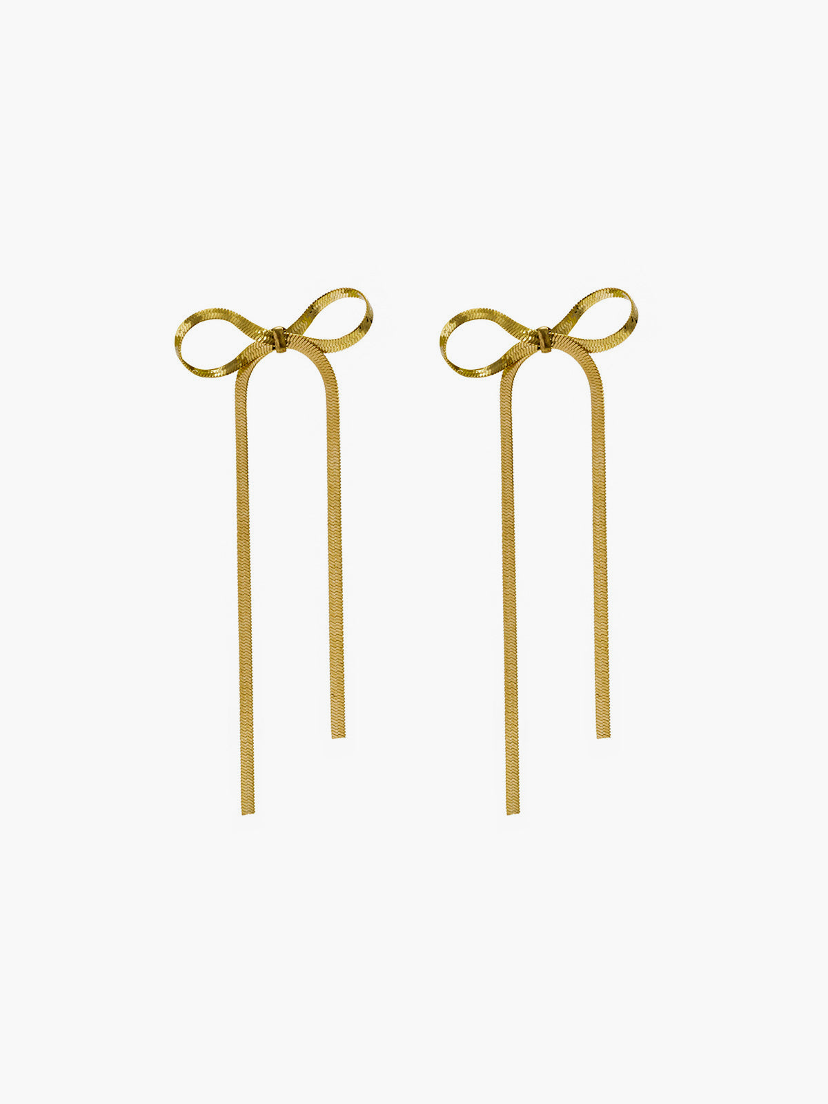 Metal Ribbon Bow Earrings-Chicvia