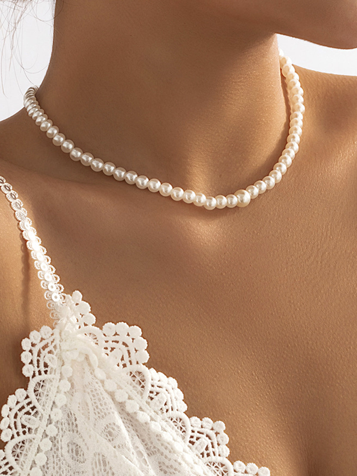 Pearl Beaded Tassel Necklace-Chicvia